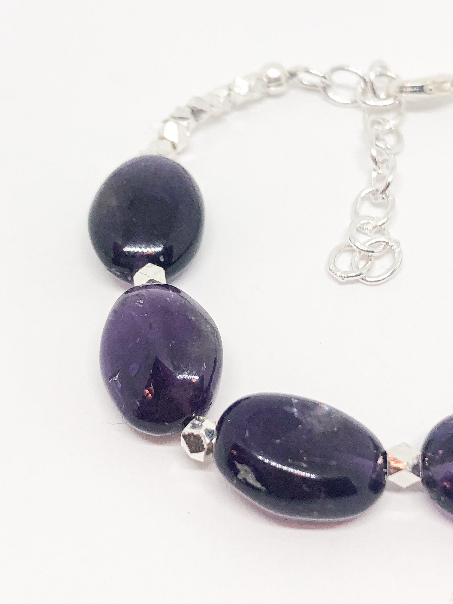 Amethyst gemstone bracelet in silver