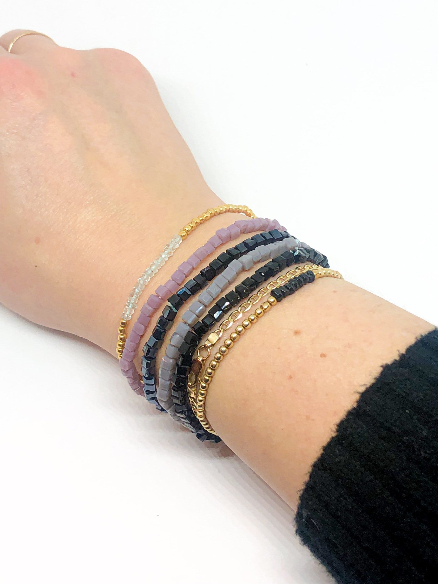 Square glass beaded bracelets