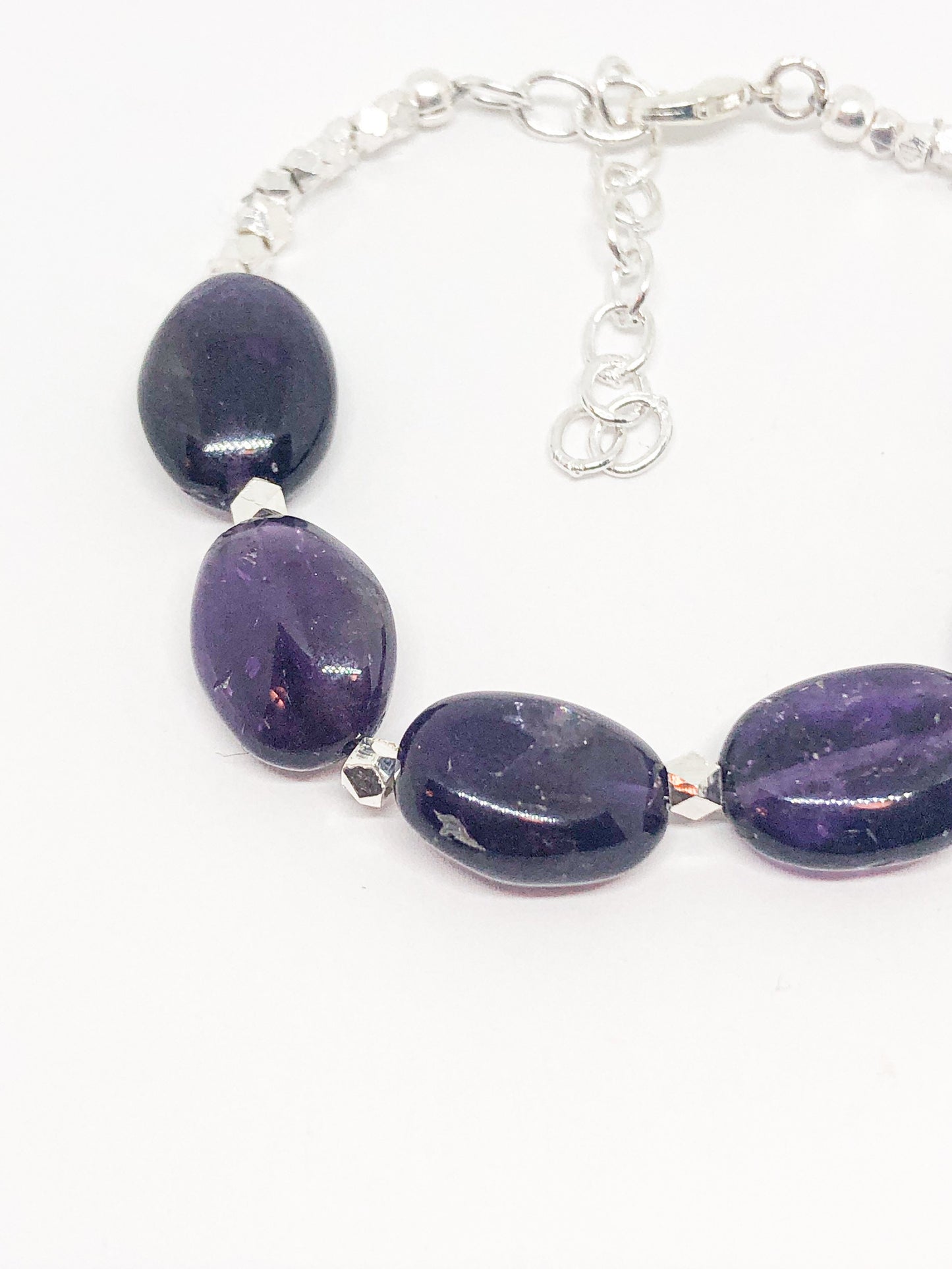 Amethyst gemstone bracelet in silver