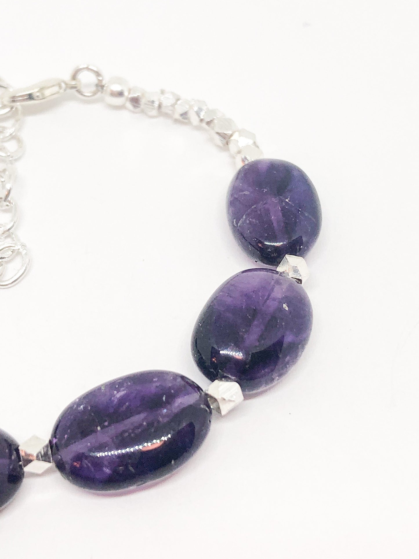 Amethyst gemstone bracelet in silver