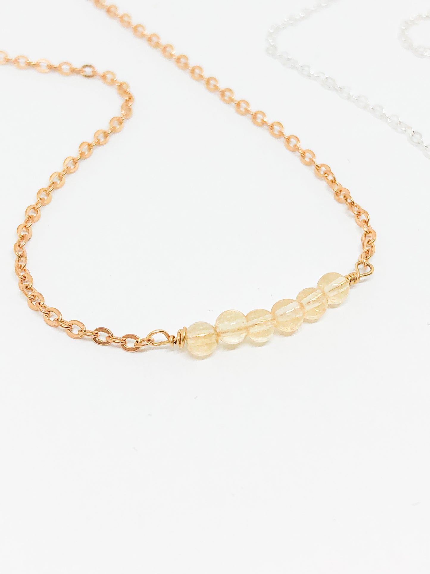November birthstone necklace in gold or silver - Citrine, London Blue Topaz