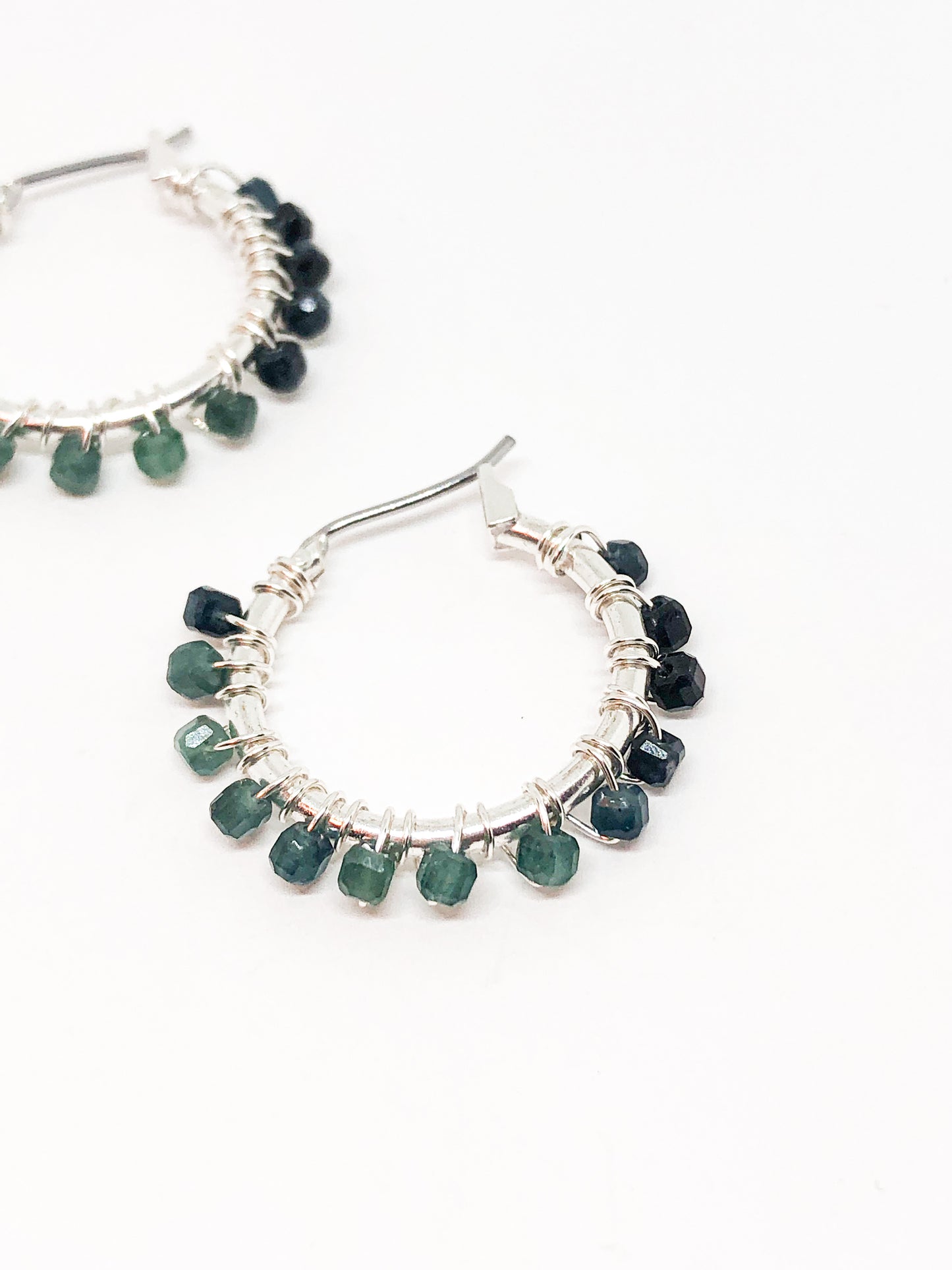 Blue tourmaline hoop earrings