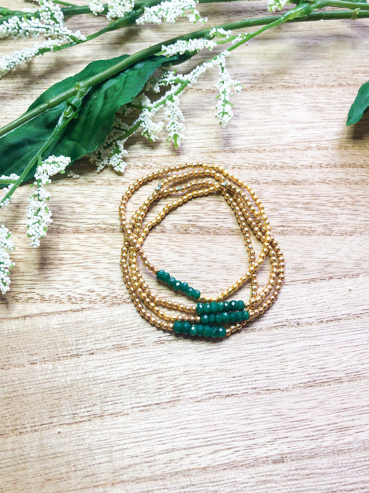 May birthstone bracelets stretchy and perfect - emerald