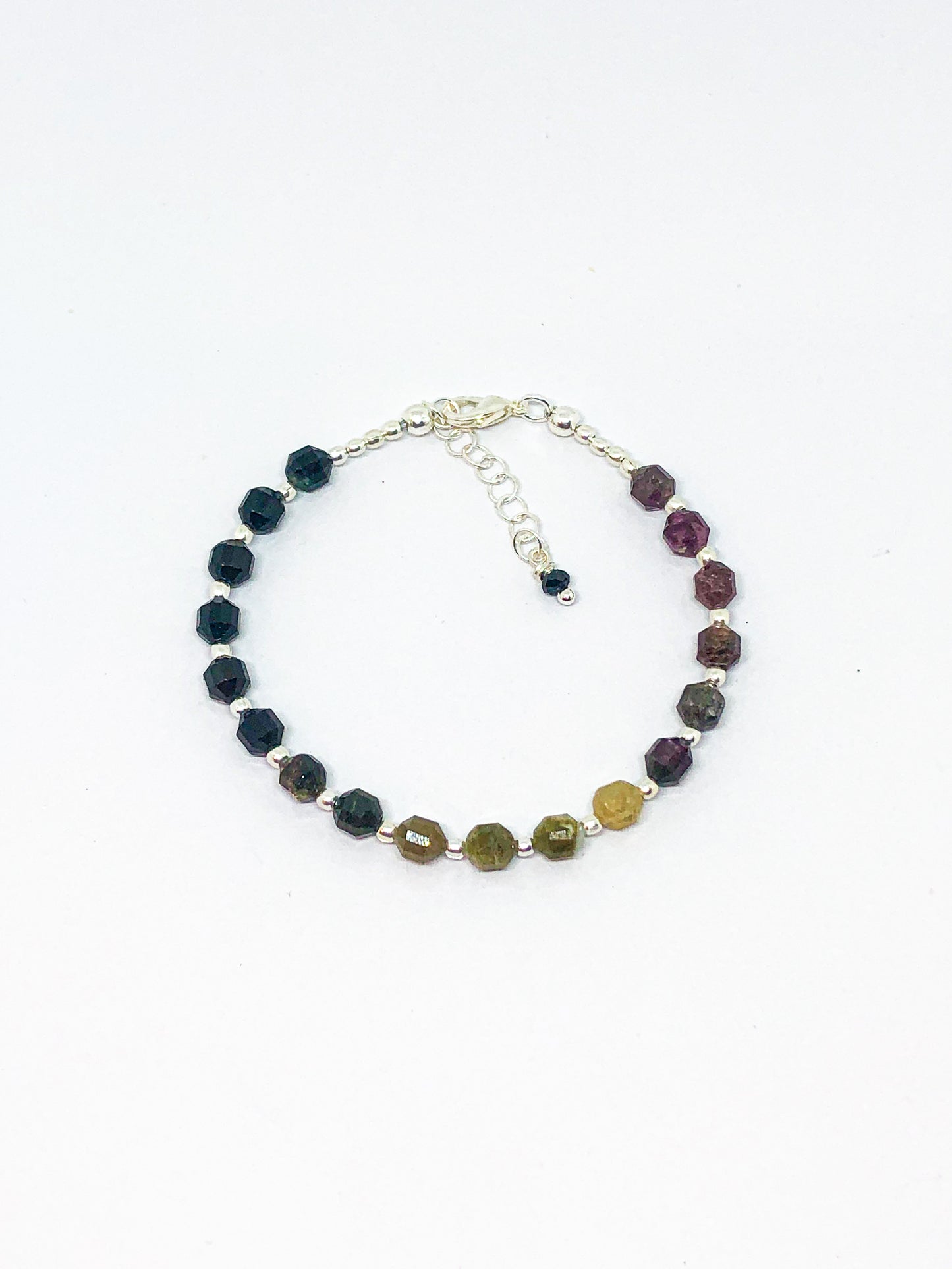 Tourmaline gemstone bead bracelet in gold or silver