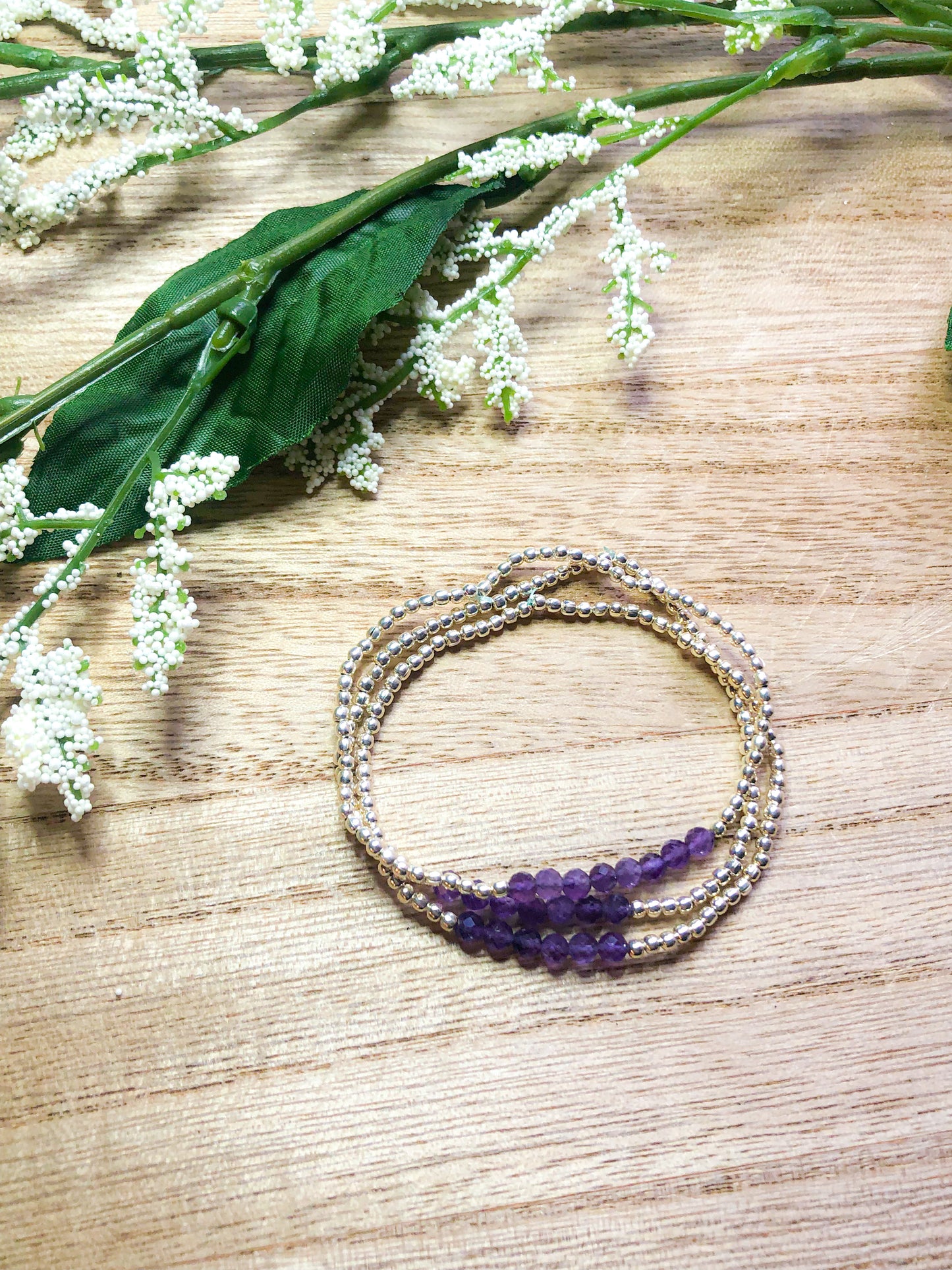 February birthstone bracelets stretchy and perfect - Amethyst