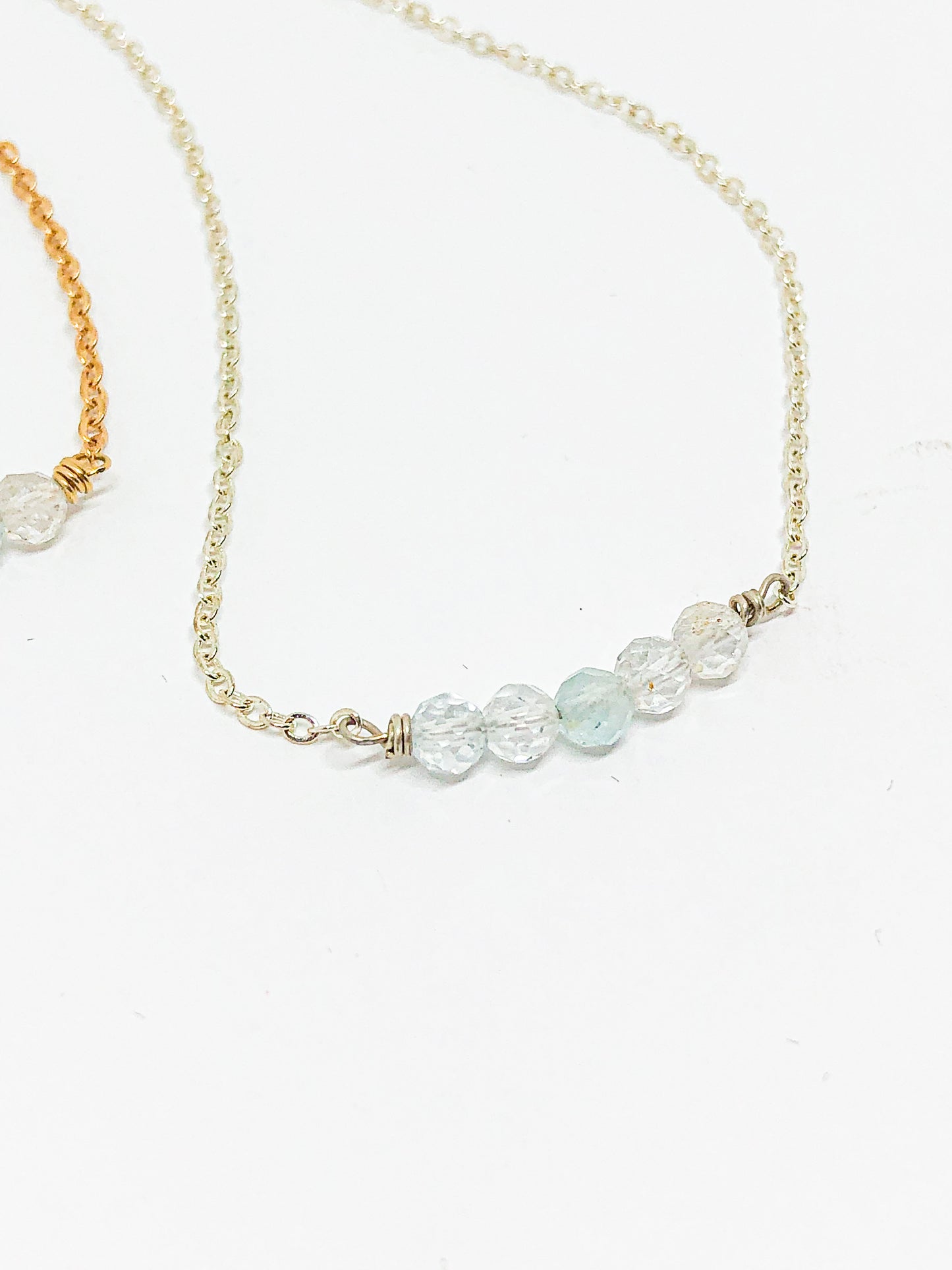 April birthstone necklace in gold or silver - Quartz (diamond)