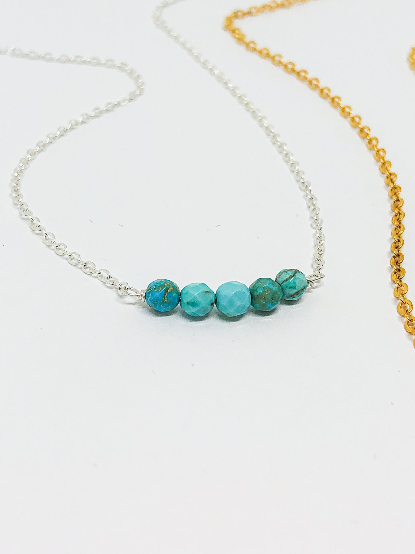 December birthstone necklace in gold or silver - Turquoise, Tanzanite