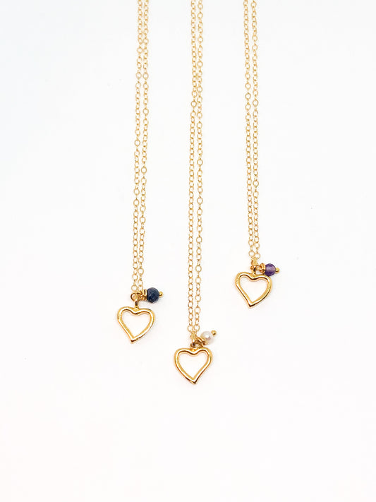 Heart birthstone necklace