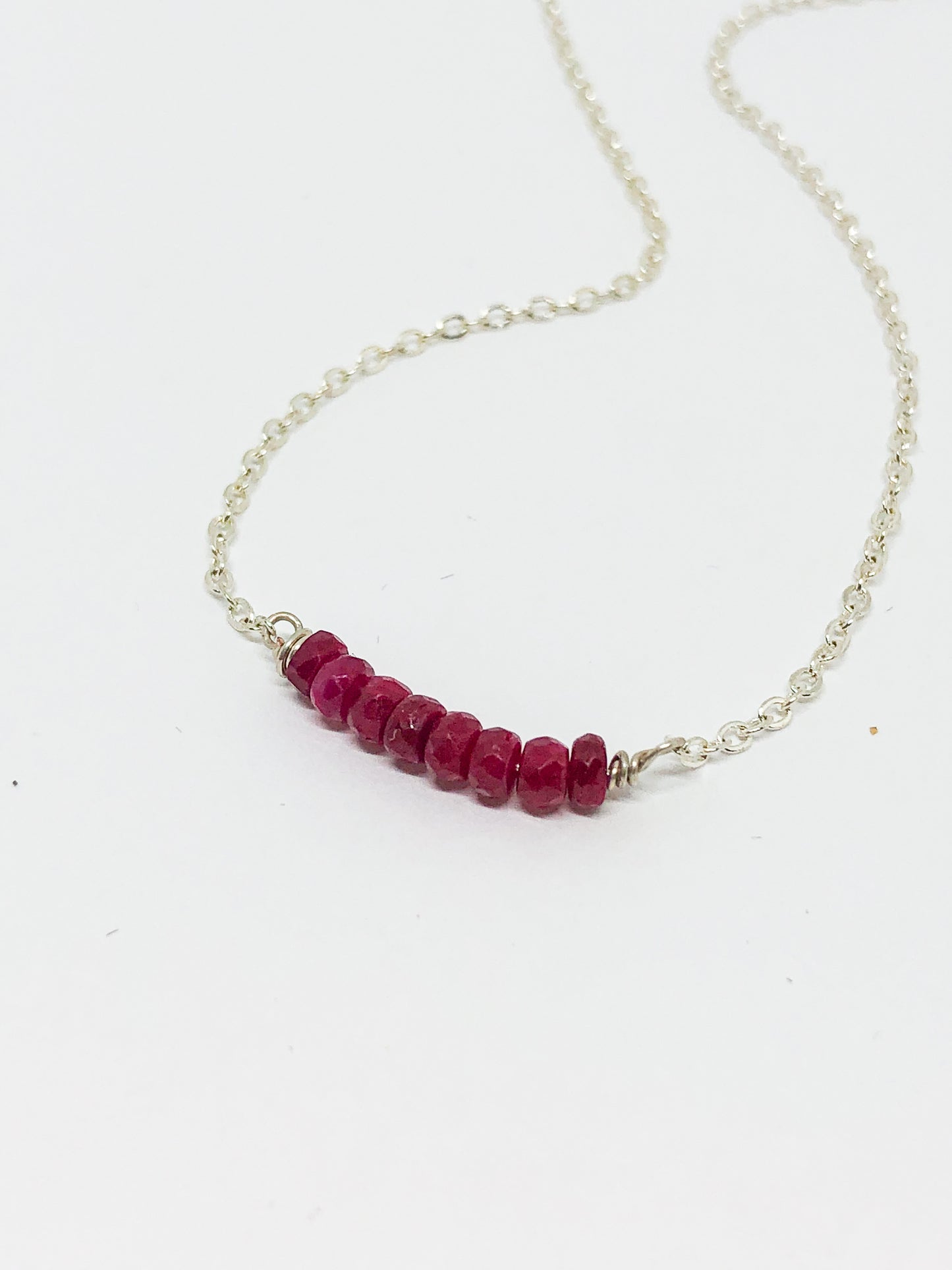 July birthstone necklace in gold or silver - Ruby