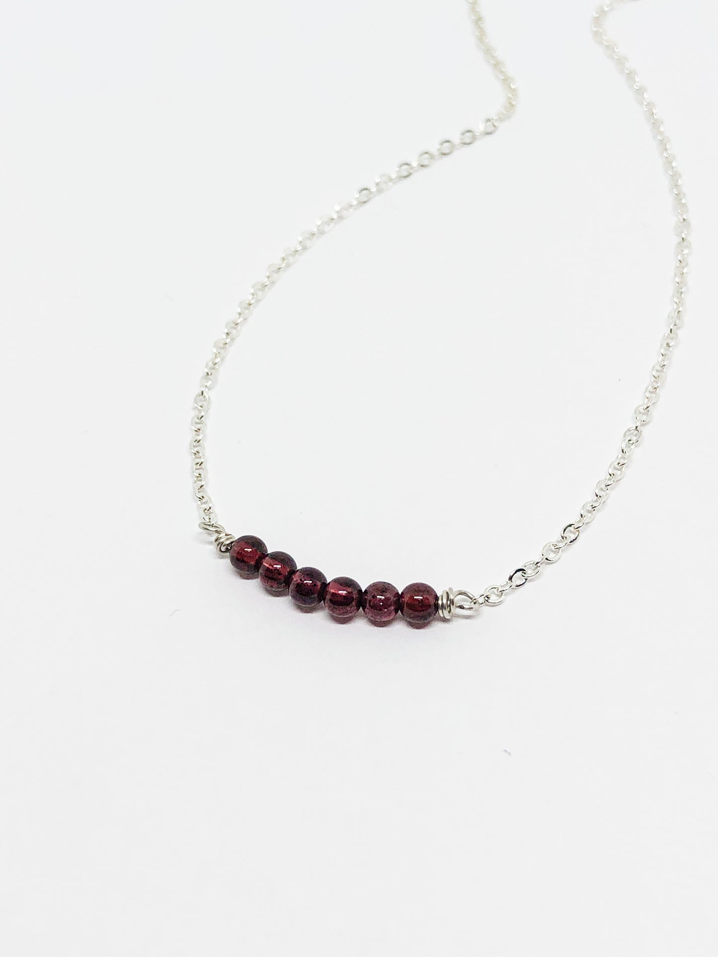 January birthstone necklace in gold or silver - Garnet