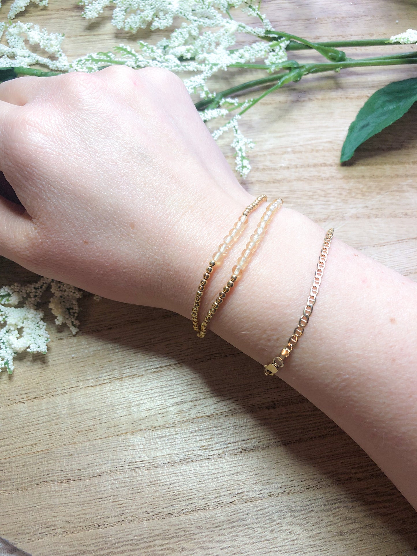 November birthstone bracelets stretchy and perfect - Citrine, Topaz