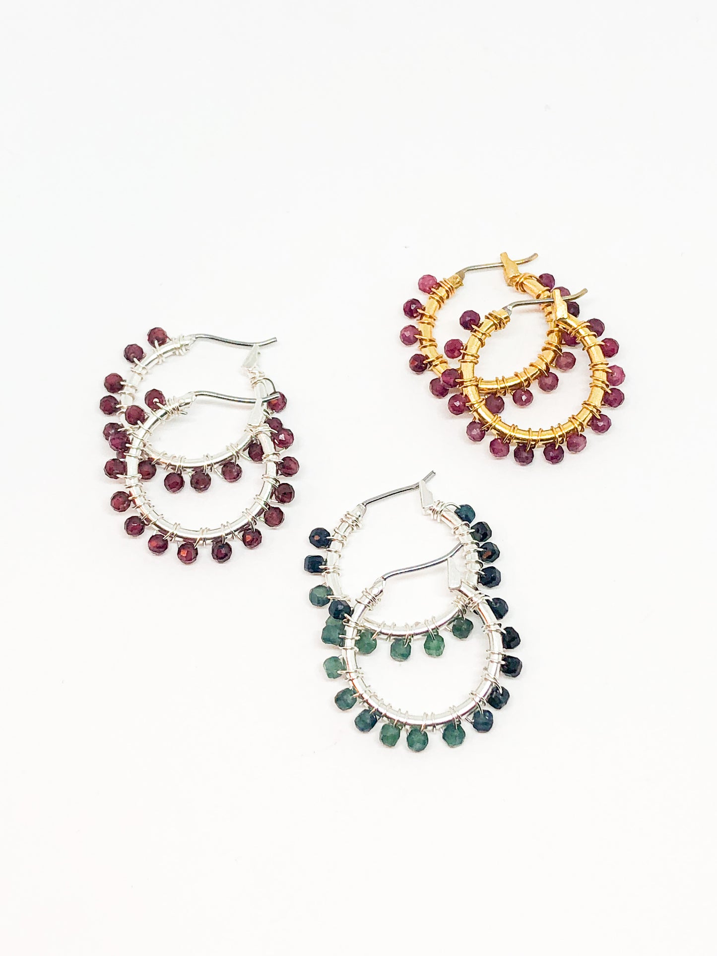 Blue tourmaline hoop earrings
