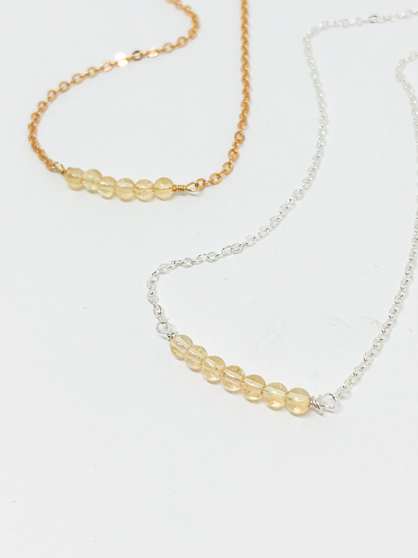 November birthstone necklace in gold or silver - Citrine, London Blue Topaz