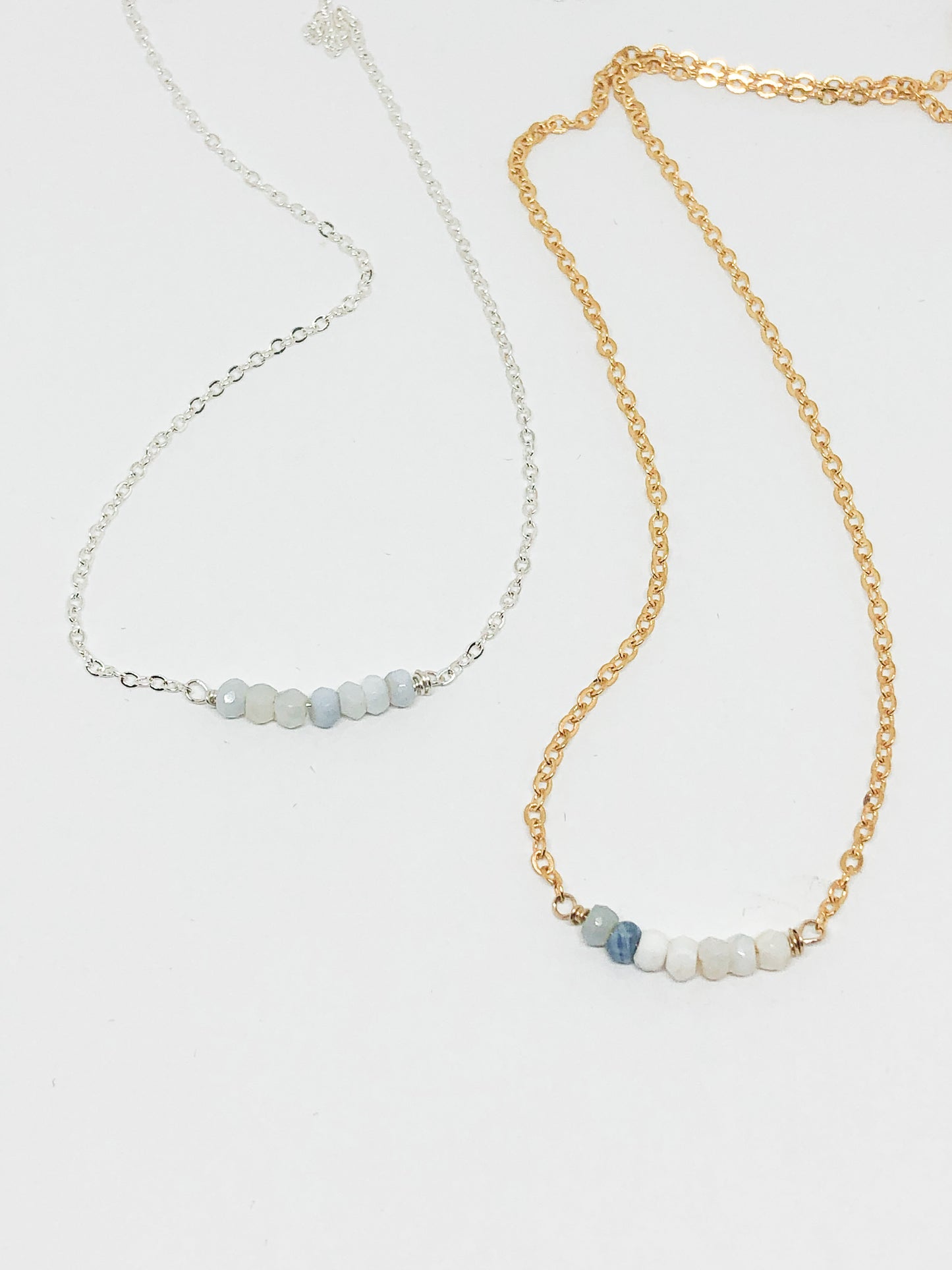 October birthstone necklace in gold or silver - Opal, Tourmaline