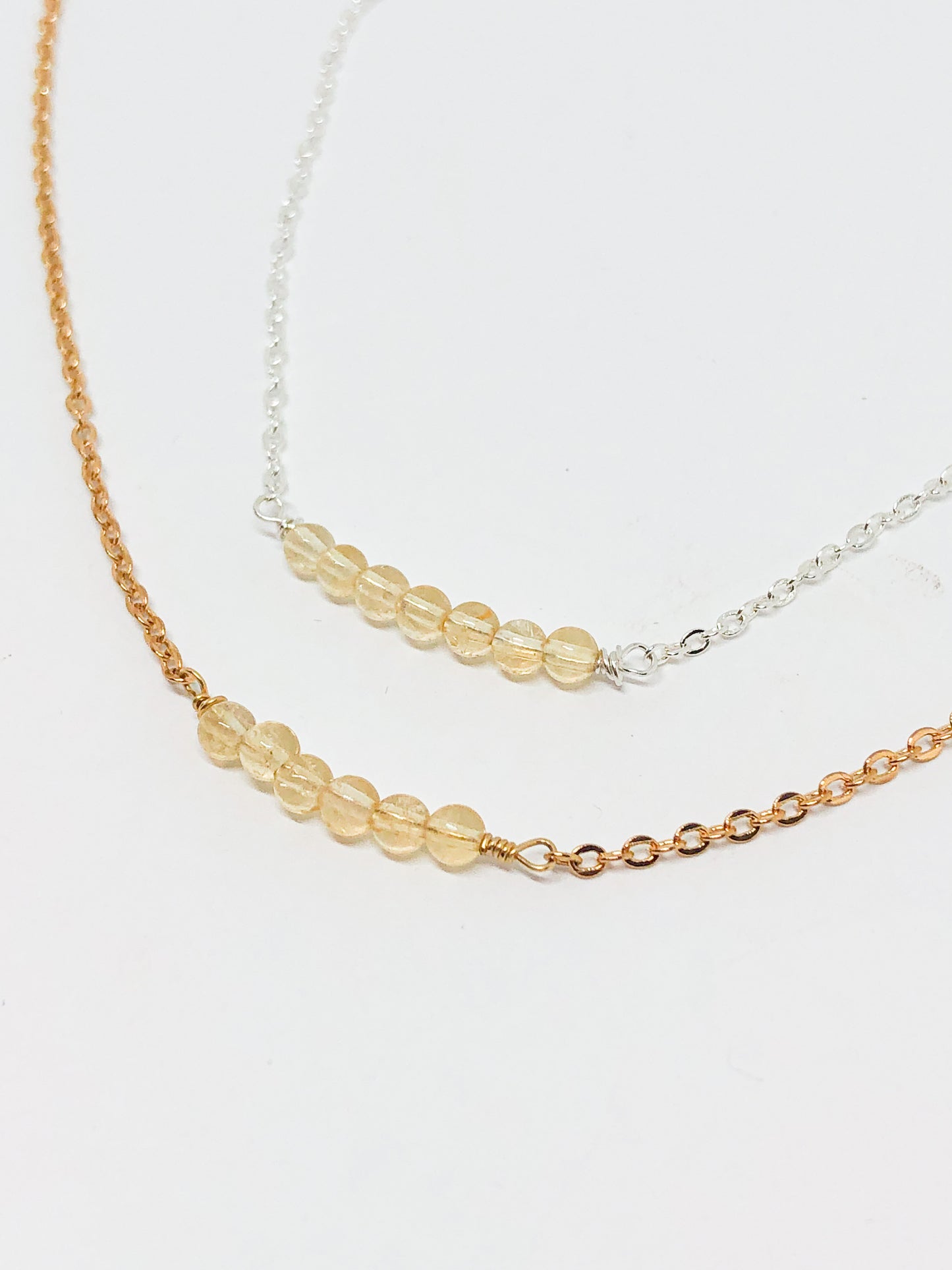 November birthstone necklace in gold or silver - Citrine, London Blue Topaz