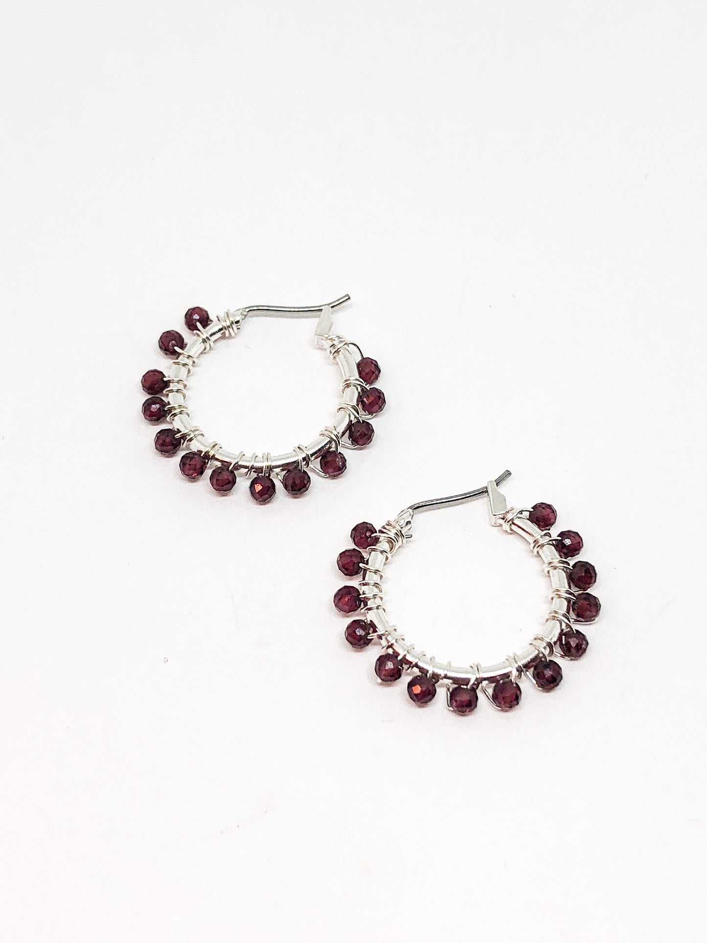 Garnet hoop earrings