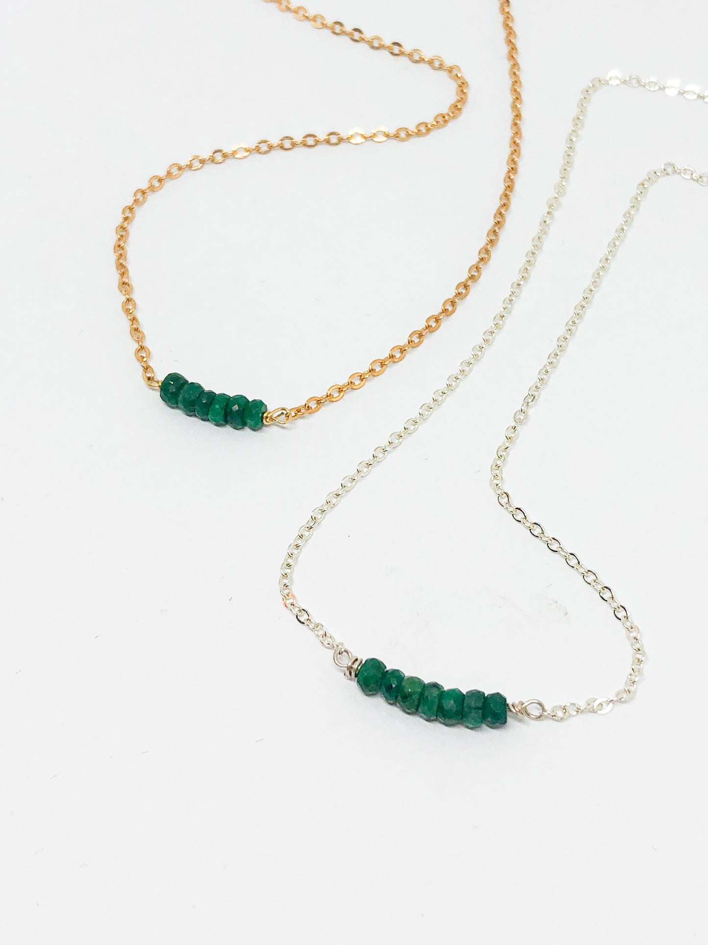 May birthstone necklace in gold or silver - Emerald