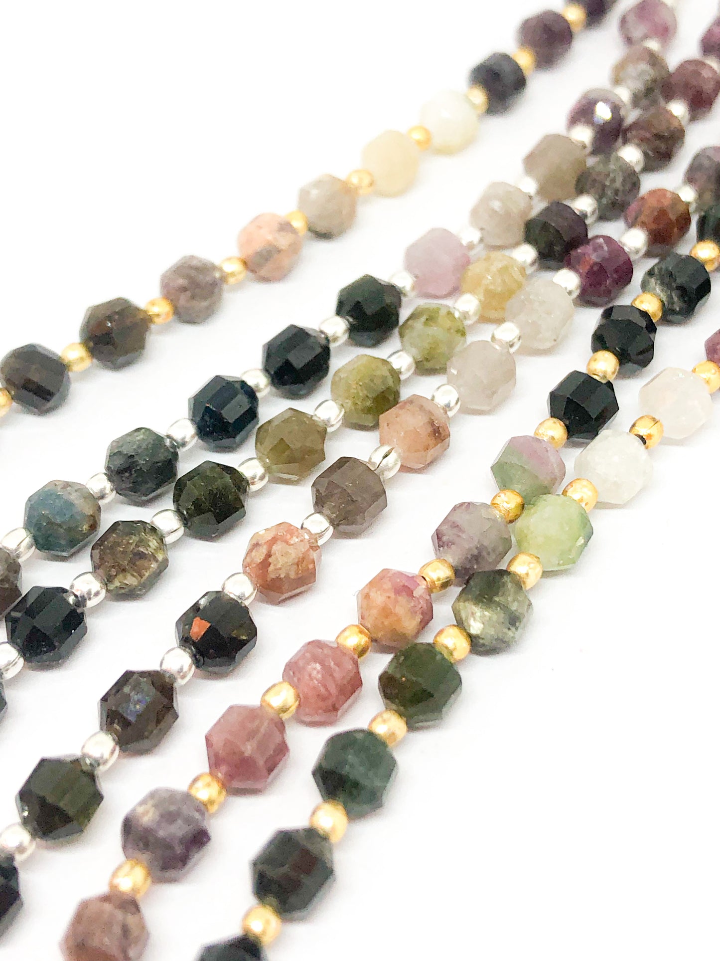 Tourmaline gemstone bead bracelet in gold or silver