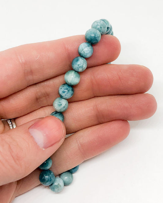 Blue apatite beaded bracelet