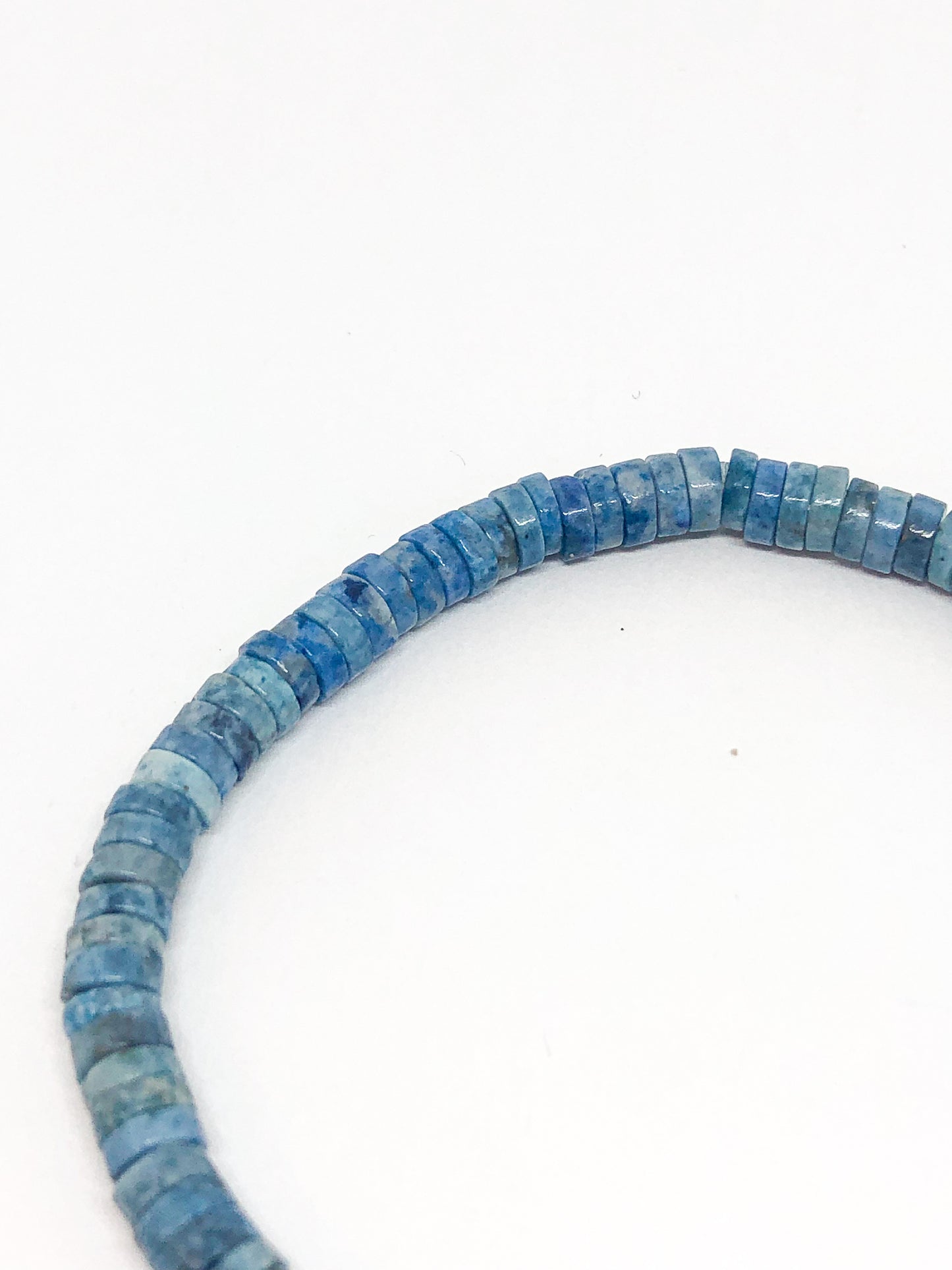 Blue apatite beaded bracelet with silver accent
