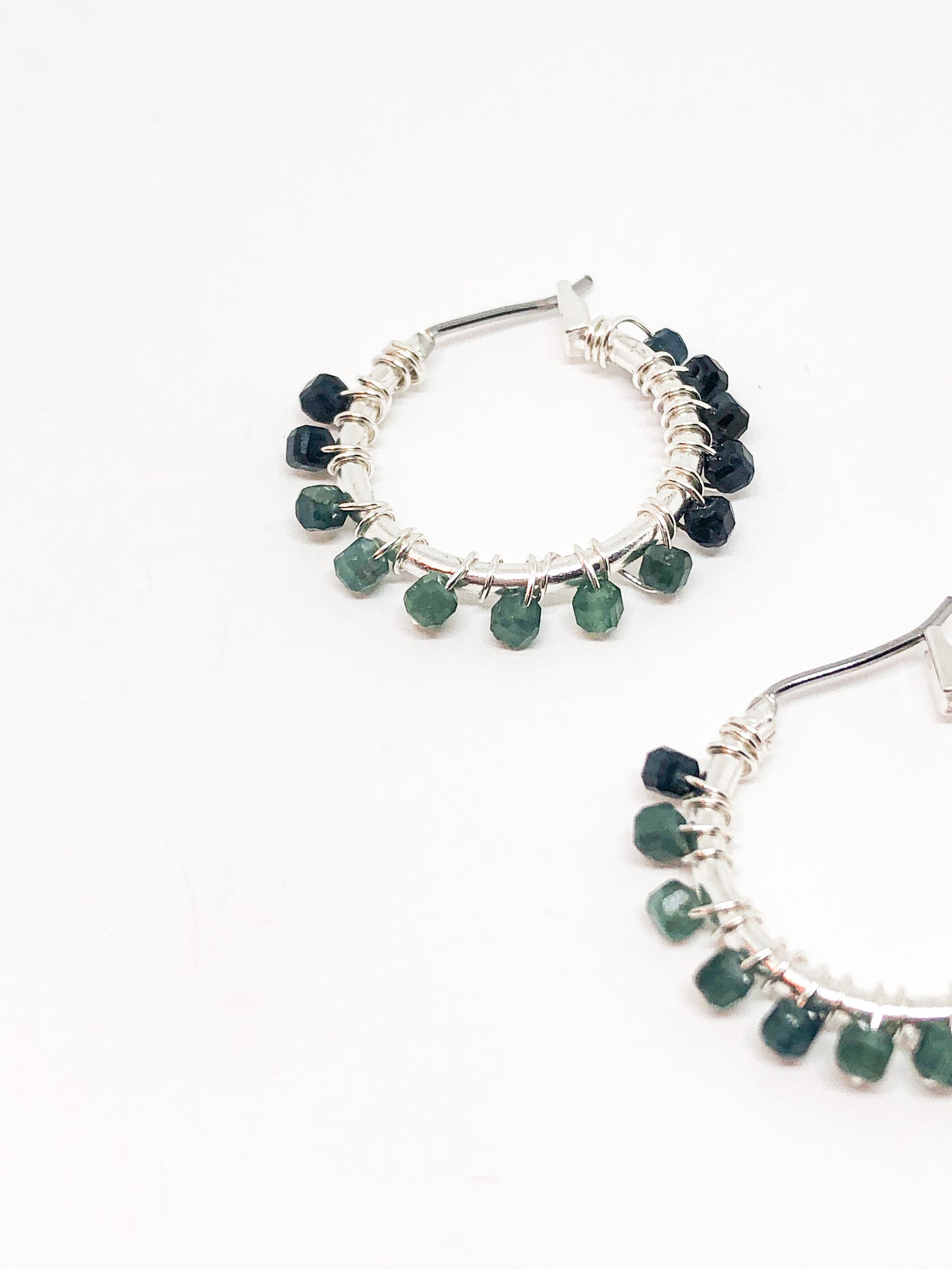 Blue tourmaline hoop earrings