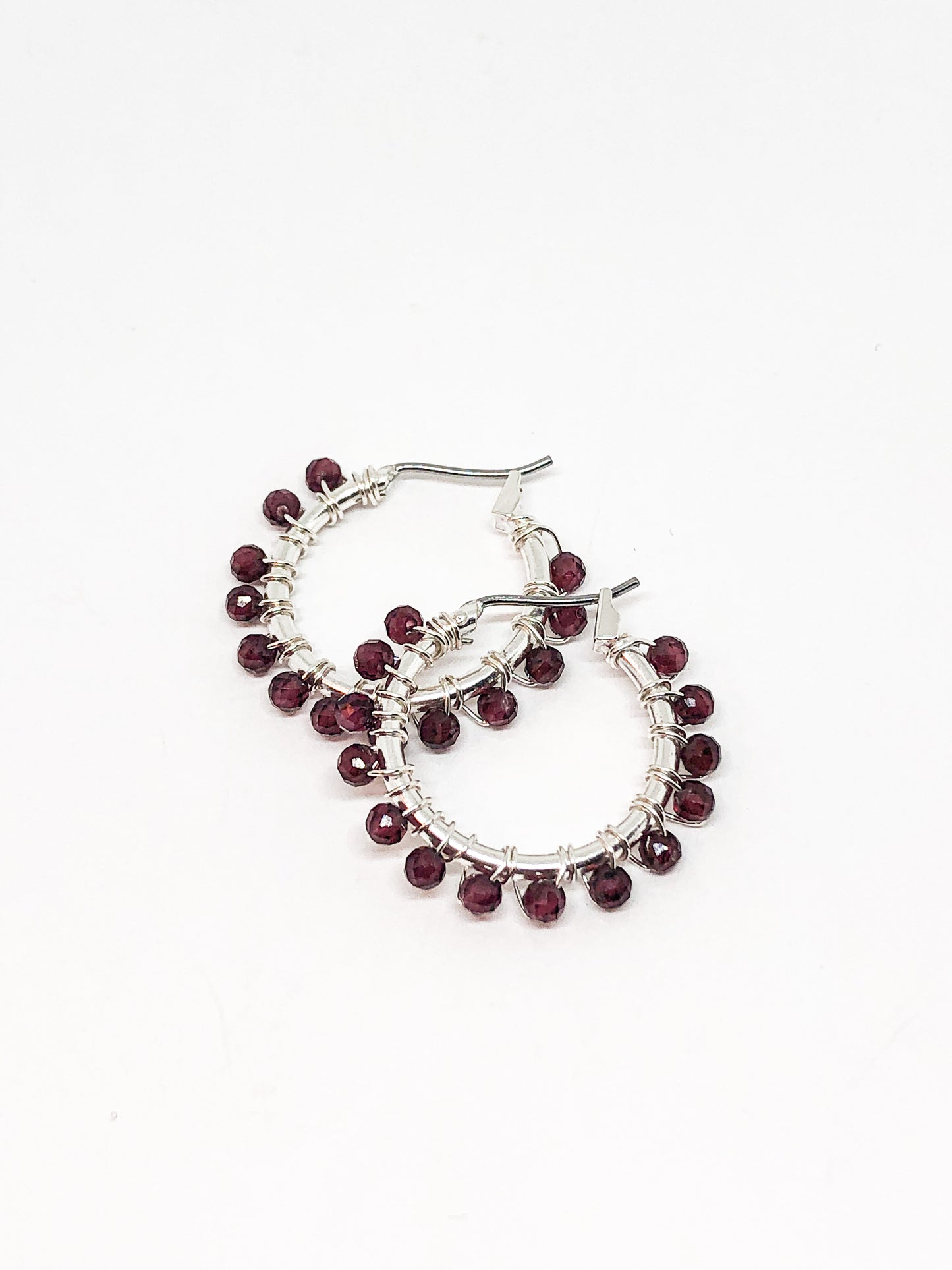 Garnet hoop earrings