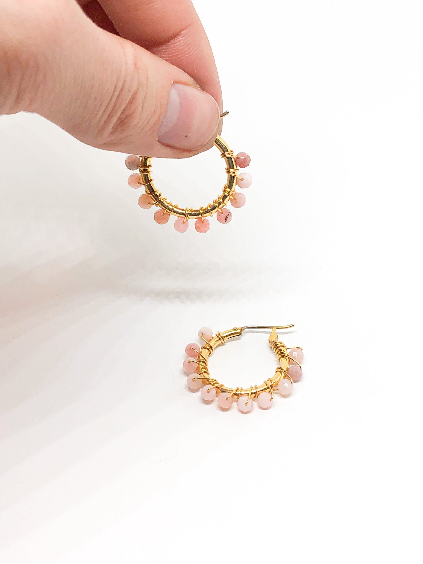 Opal gold hoop earrings