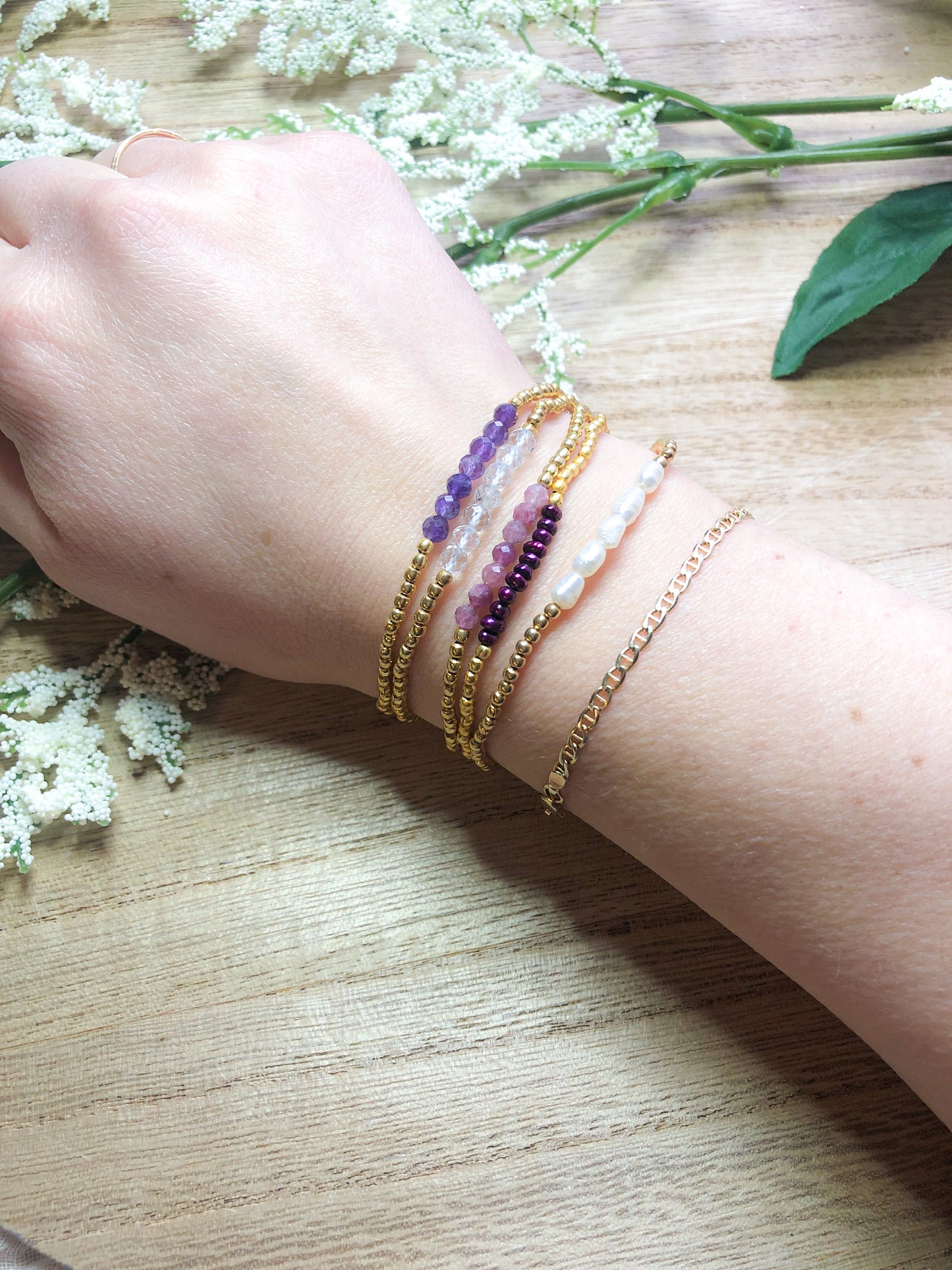 February birthstone bracelets stretchy and perfect - Amethyst