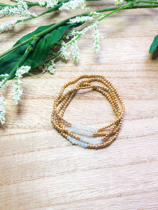 March birthstone bracelets stretchy and perfect - Aquamarine