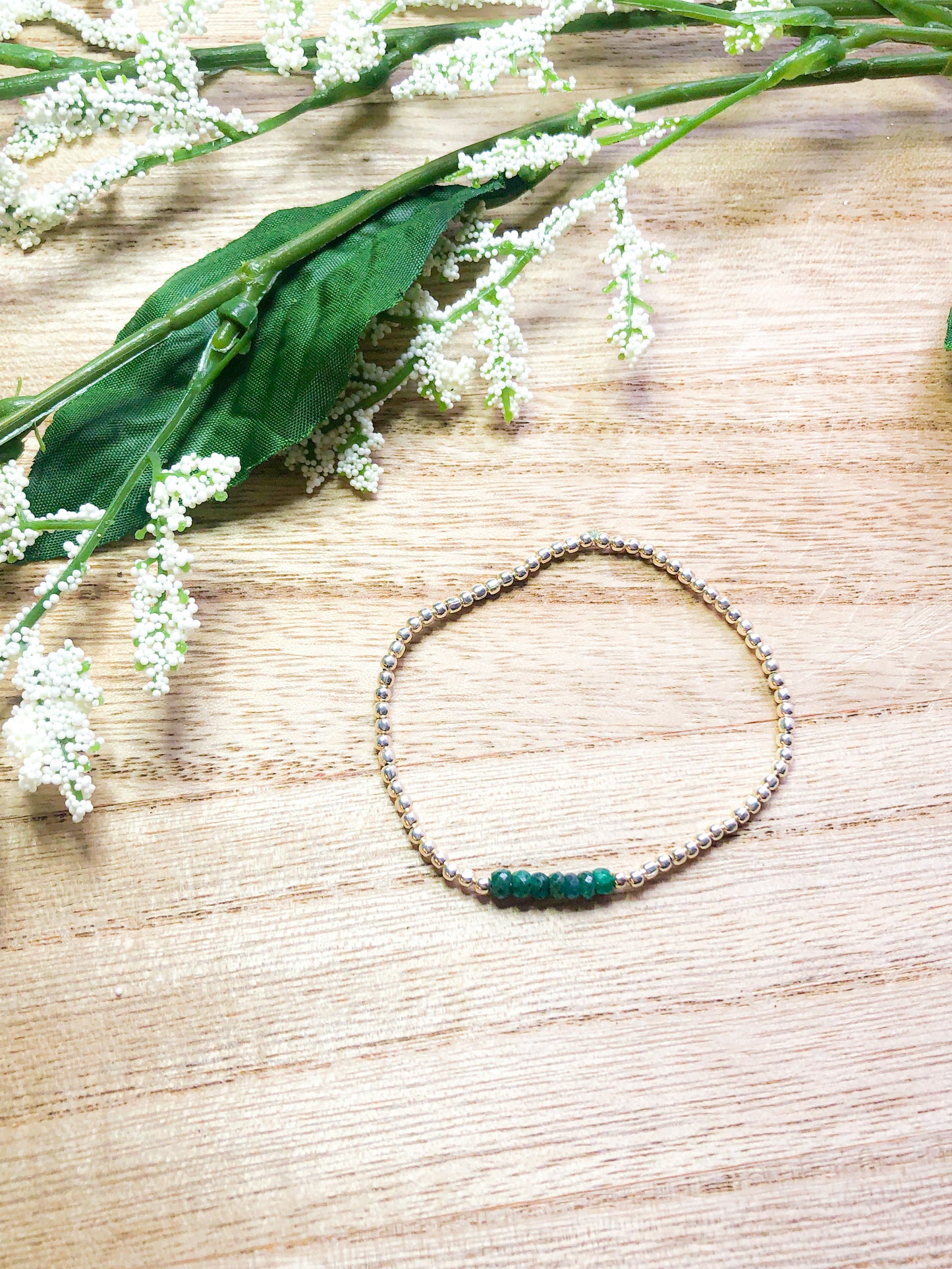 May birthstone bracelets stretchy and perfect - emerald