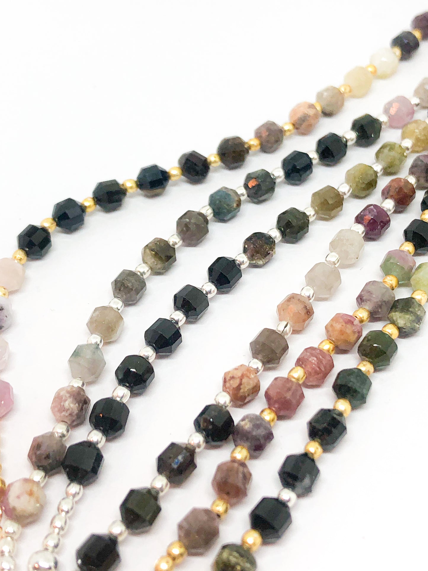 Tourmaline gemstone bead bracelet in gold or silver