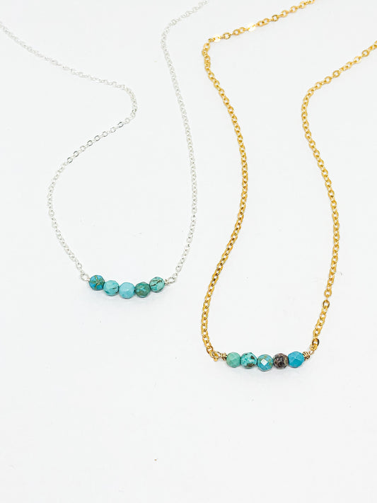 December birthstone necklace in gold or silver - Turquoise, Tanzanite
