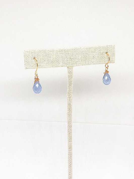 Lavender chalcedony earrings in gold or silver