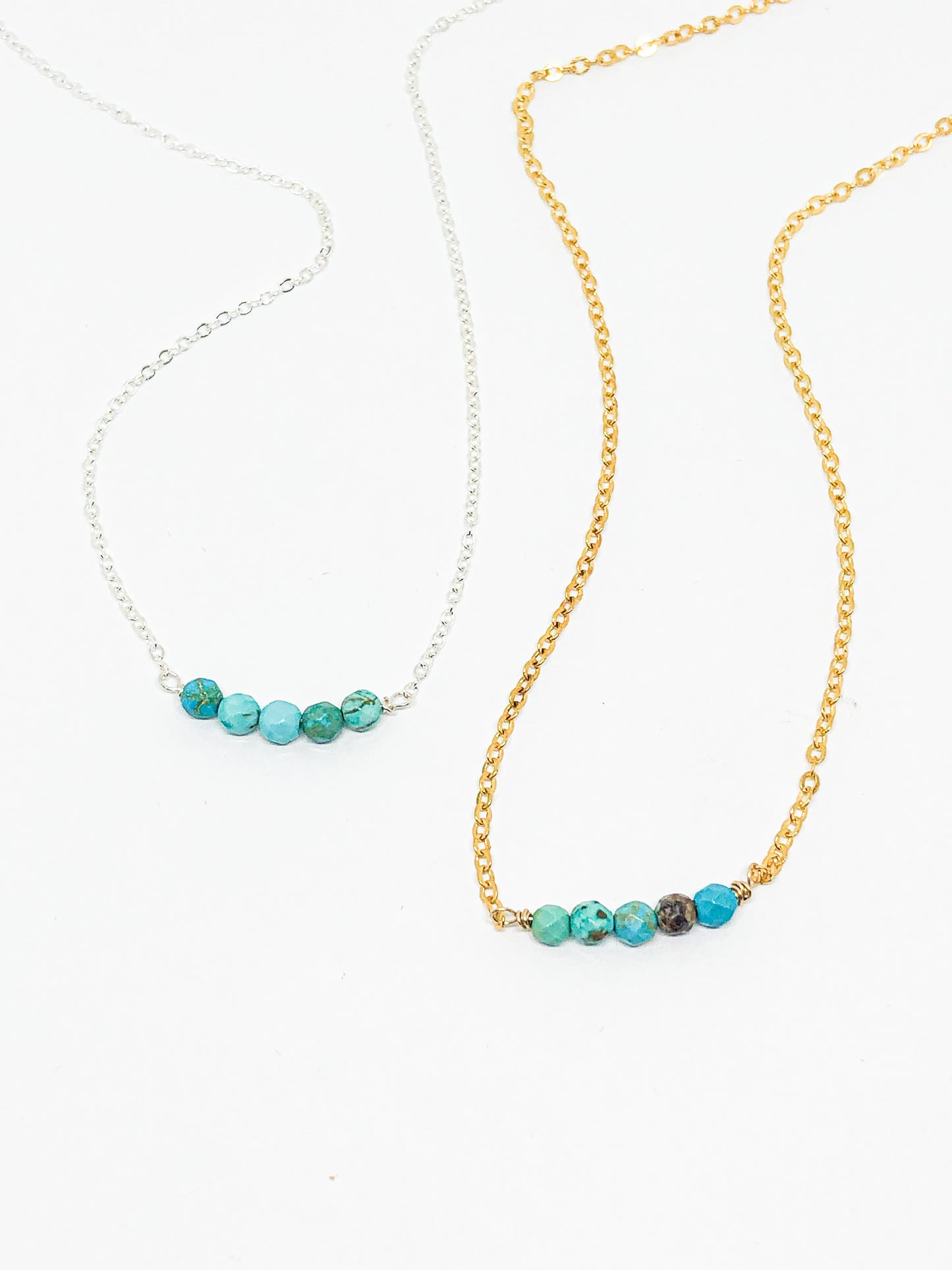 December birthstone necklace in gold or silver - Turquoise, Tanzanite