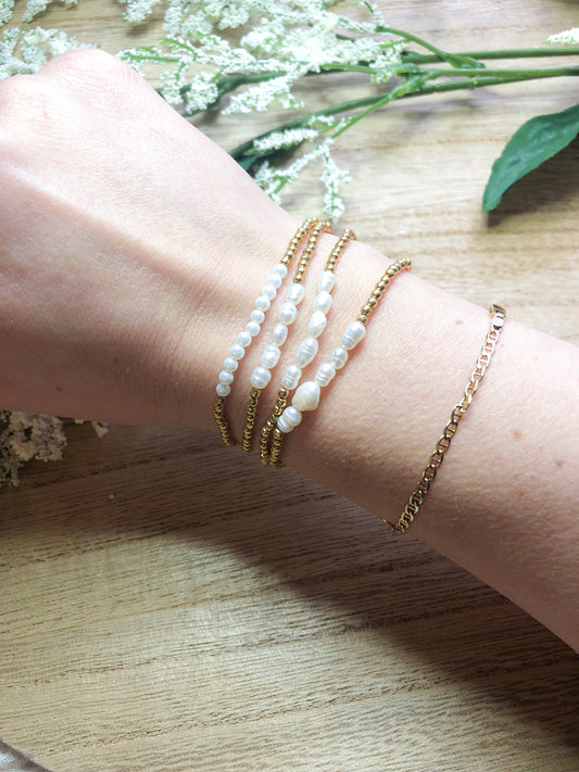 June birthstone bracelets stretchy and perfect - Pearl
