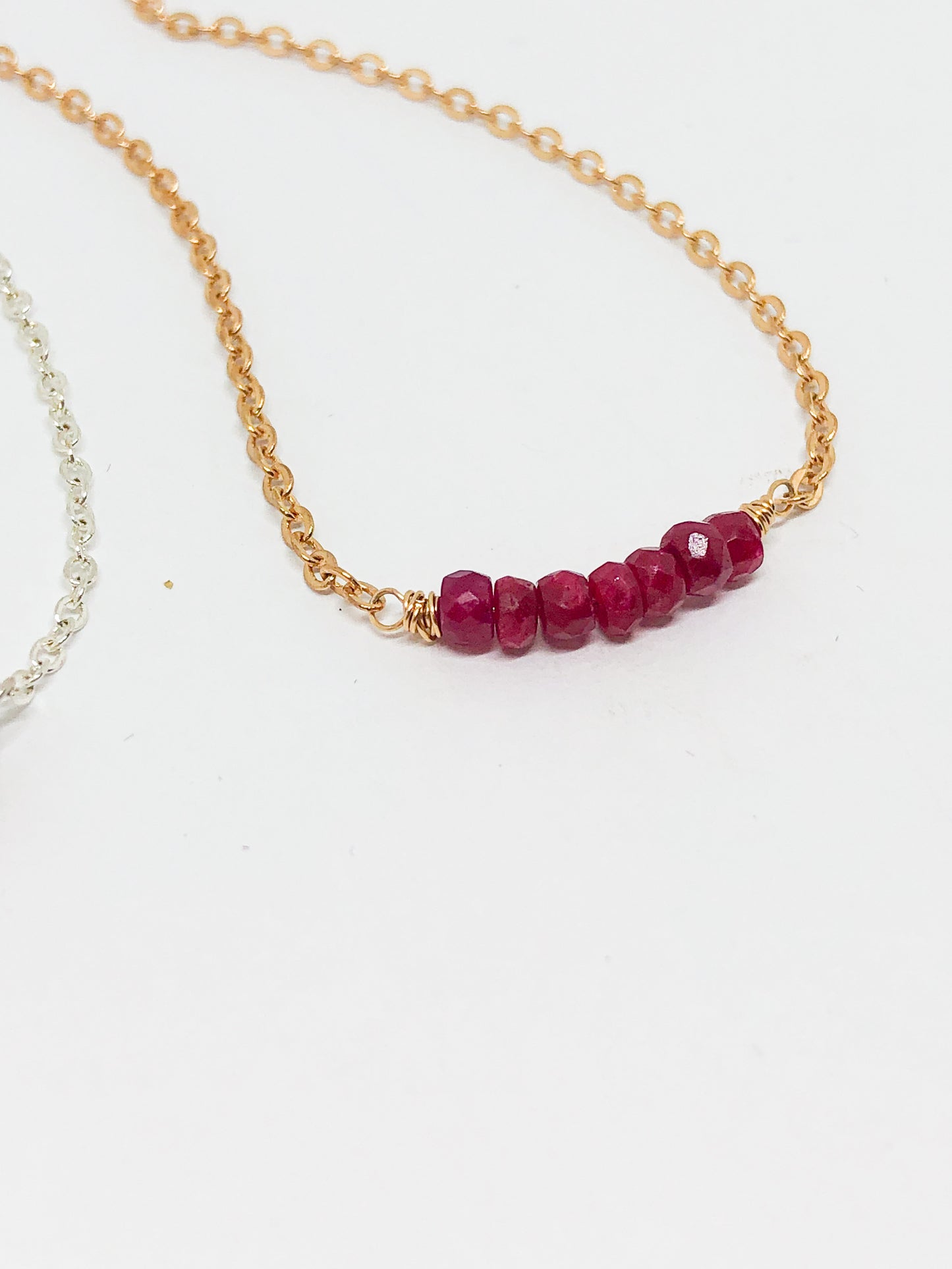 July birthstone necklace in gold or silver - Ruby