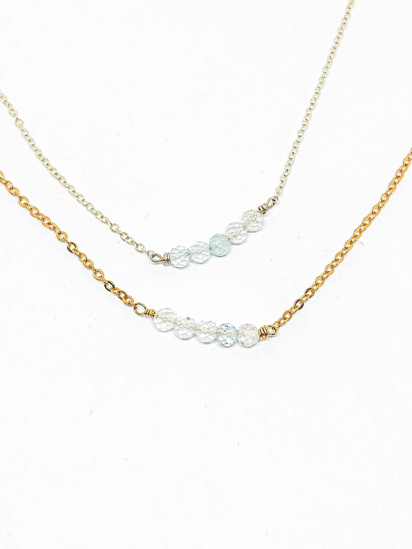 April birthstone necklace in gold or silver - Quartz (diamond)