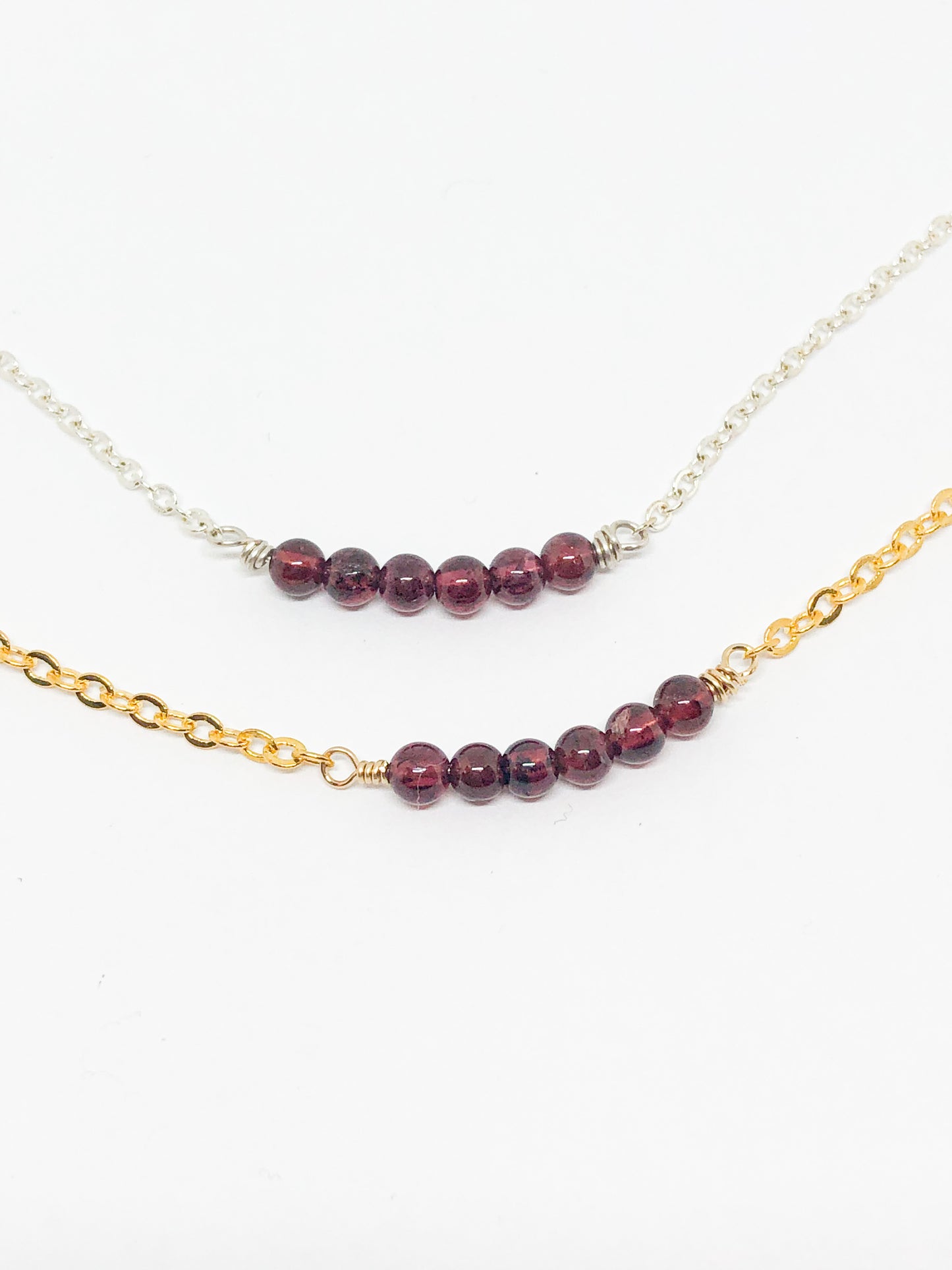 January birthstone necklace in gold or silver - Garnet