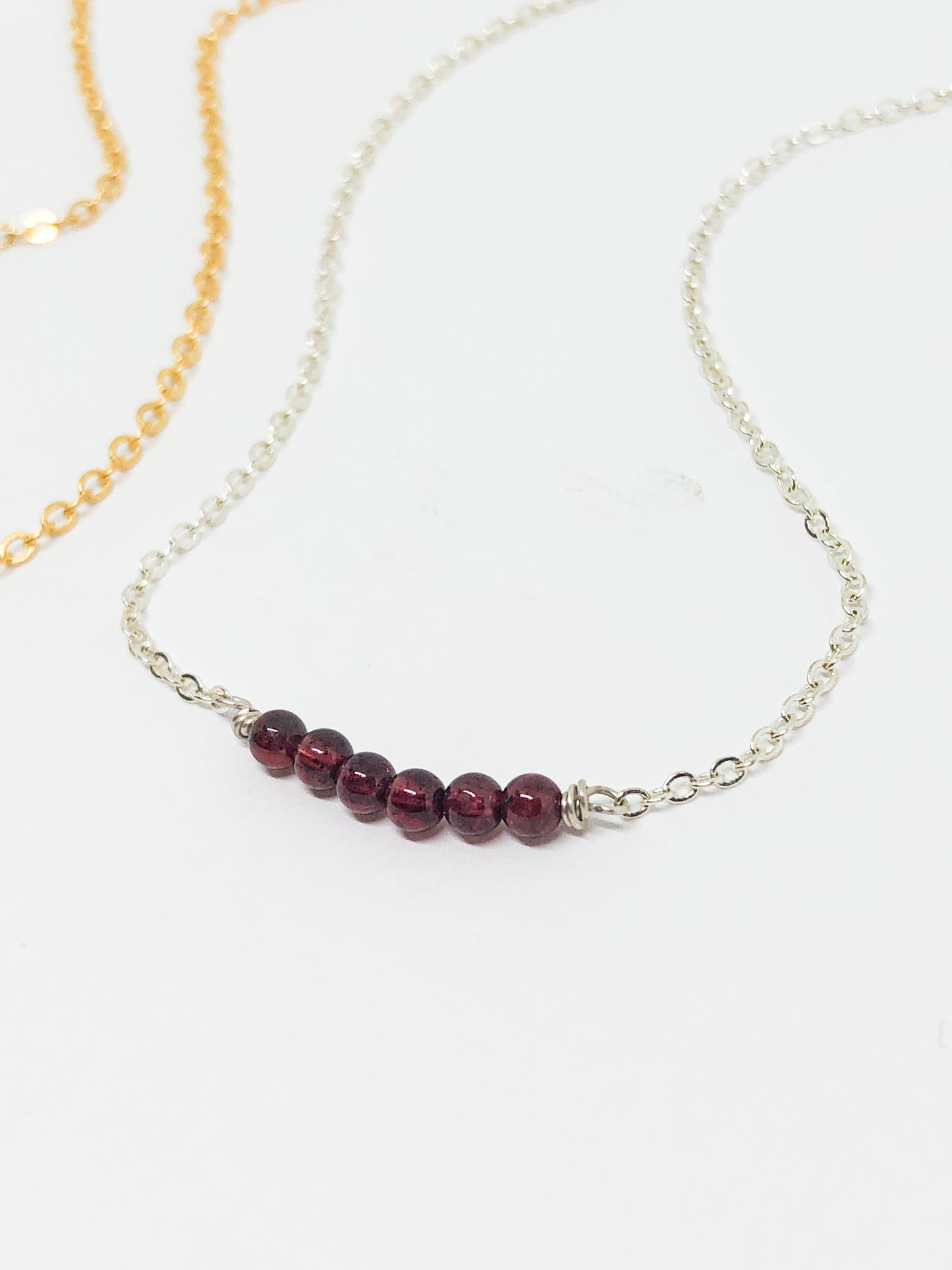 January birthstone necklace in gold or silver - Garnet