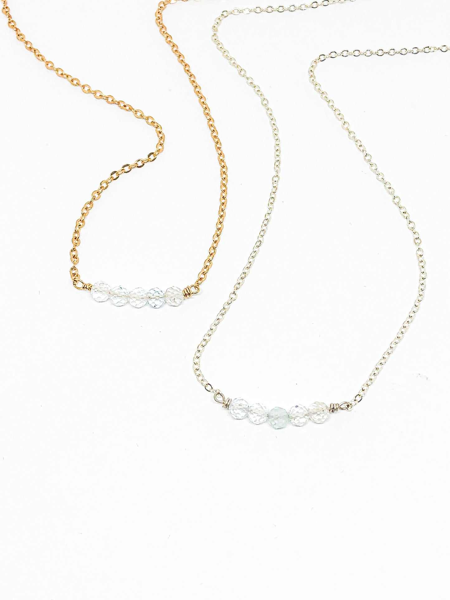 April birthstone necklace in gold or silver - Quartz (diamond)