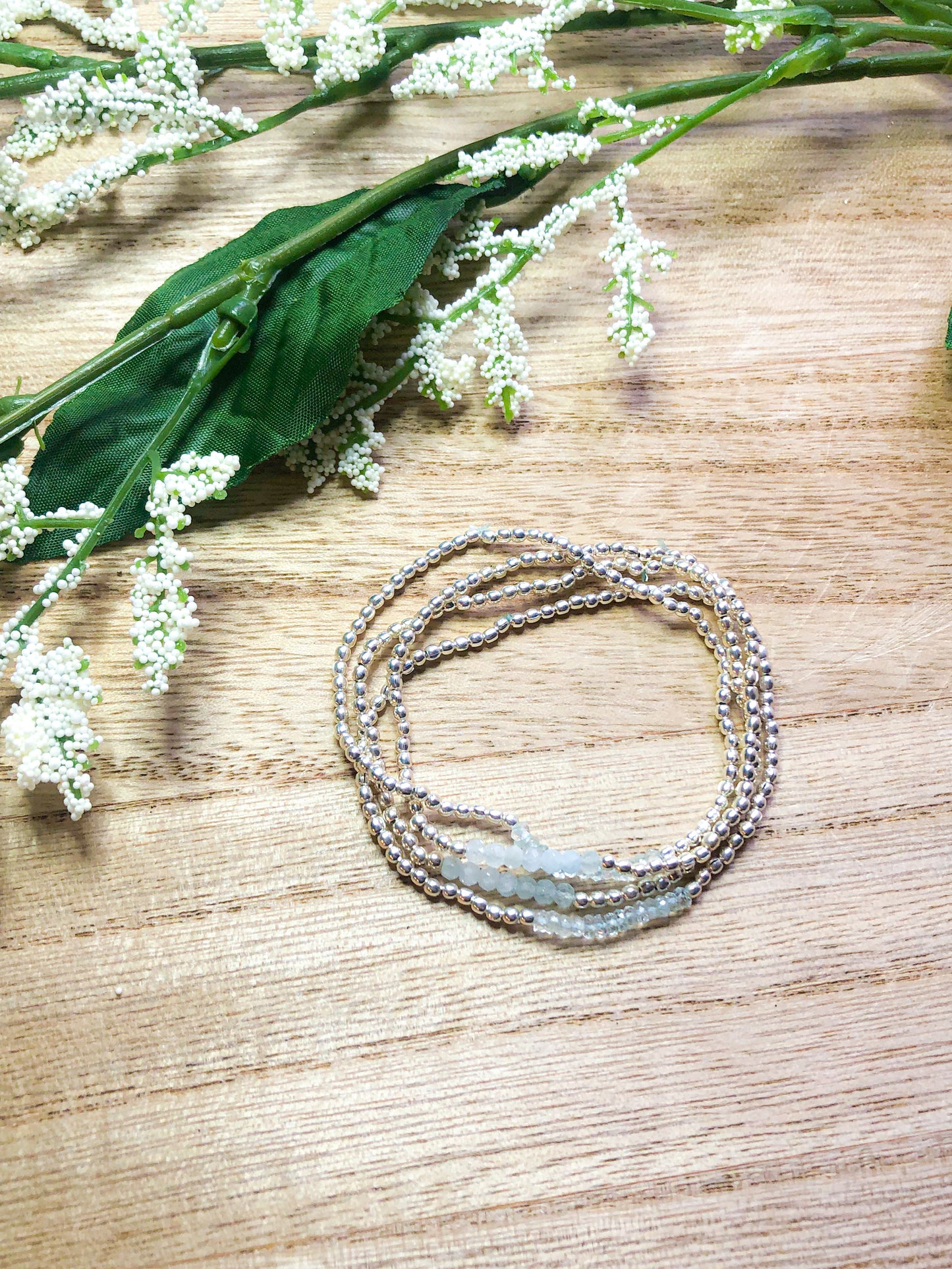 March birthstone bracelets stretchy and perfect - Aquamarine