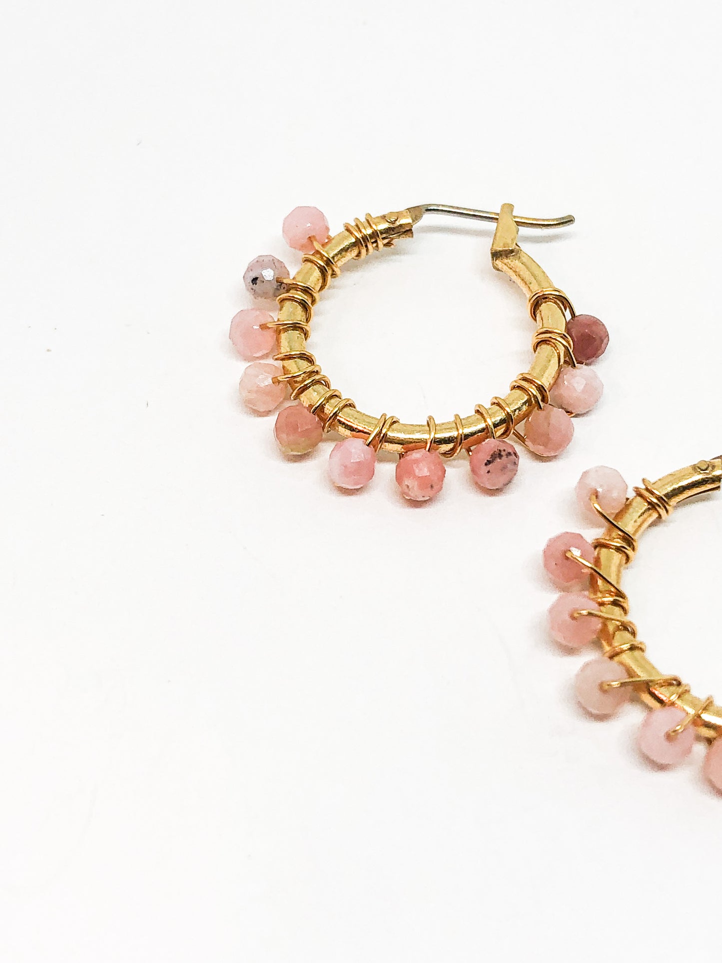 Opal gold hoop earrings