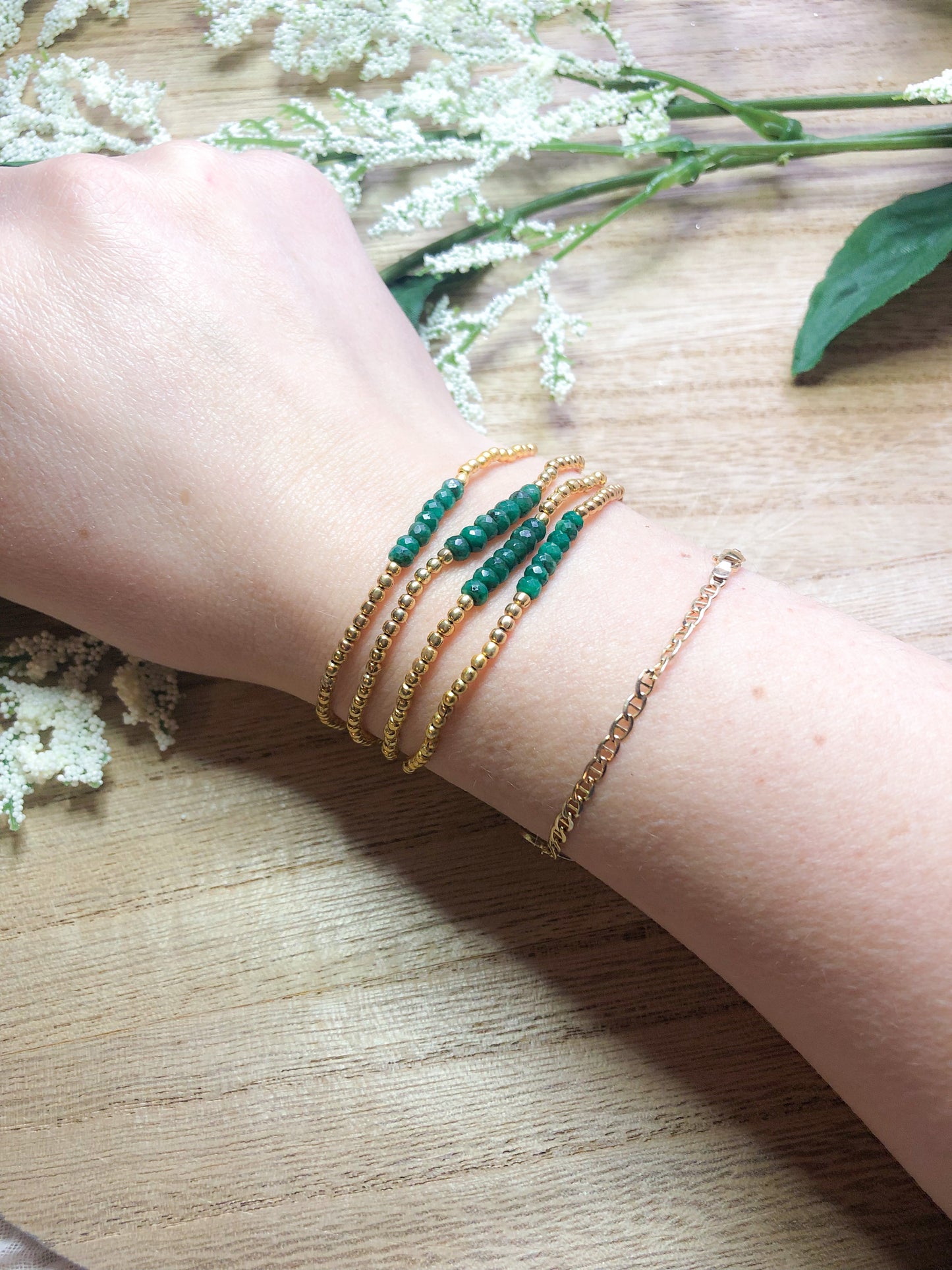 May birthstone bracelets stretchy and perfect - emerald
