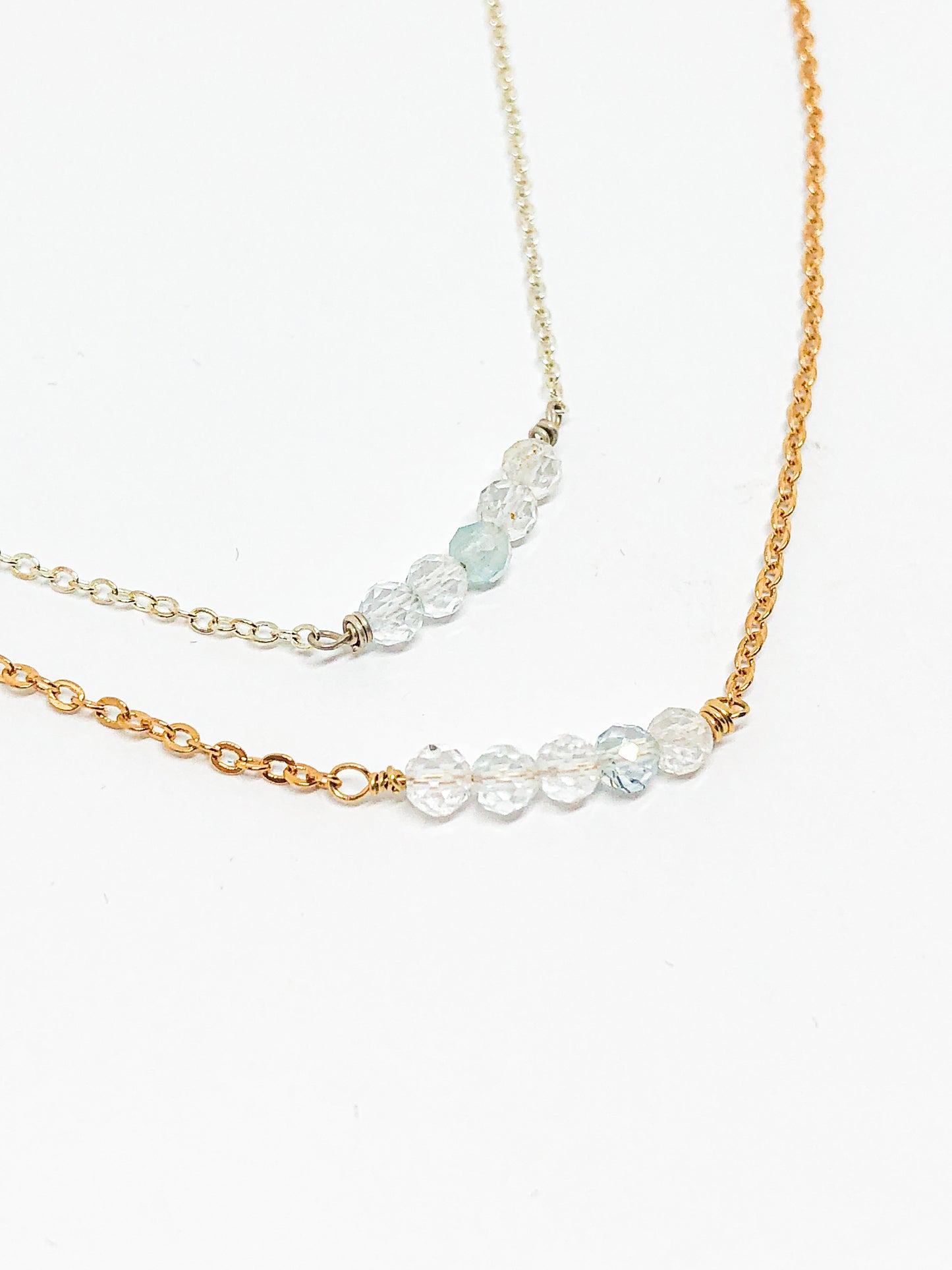 April birthstone necklace in gold or silver - Quartz (diamond)