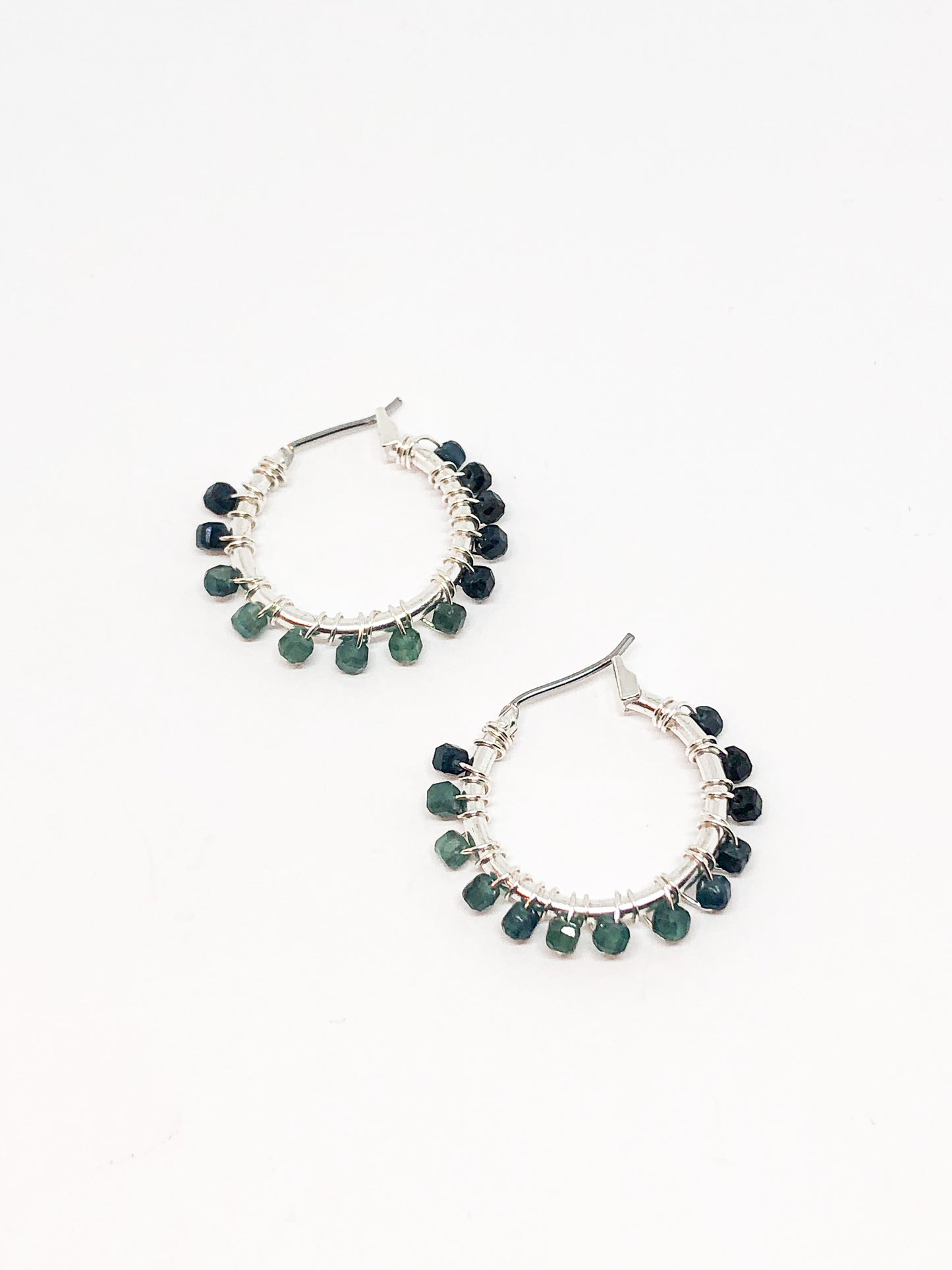 Blue tourmaline hoop earrings