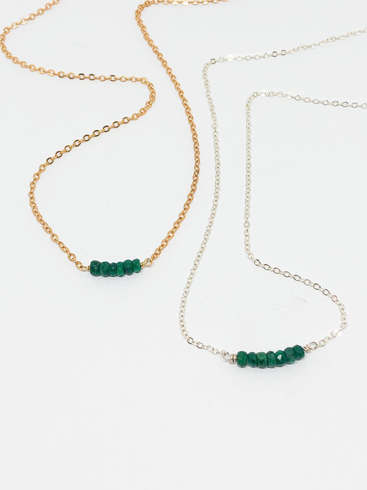 May birthstone necklace in gold or silver - Emerald