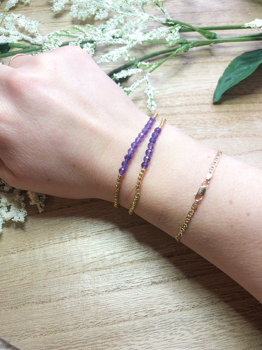 February birthstone bracelets stretchy and perfect - Amethyst