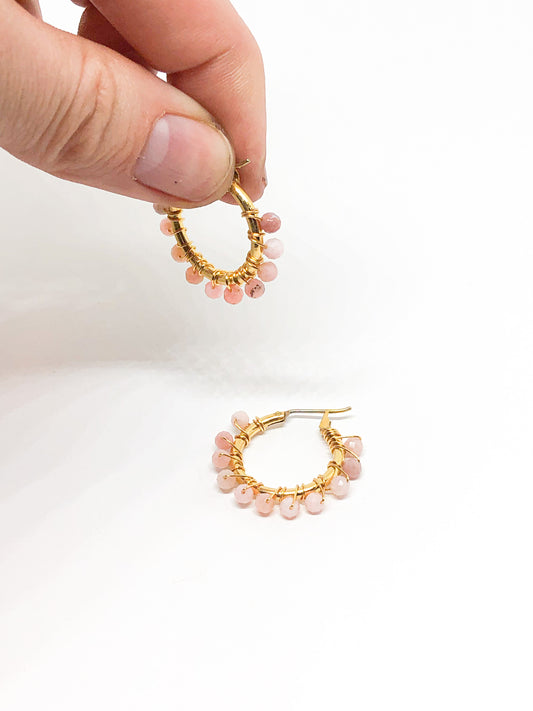 Opal gold hoop earrings
