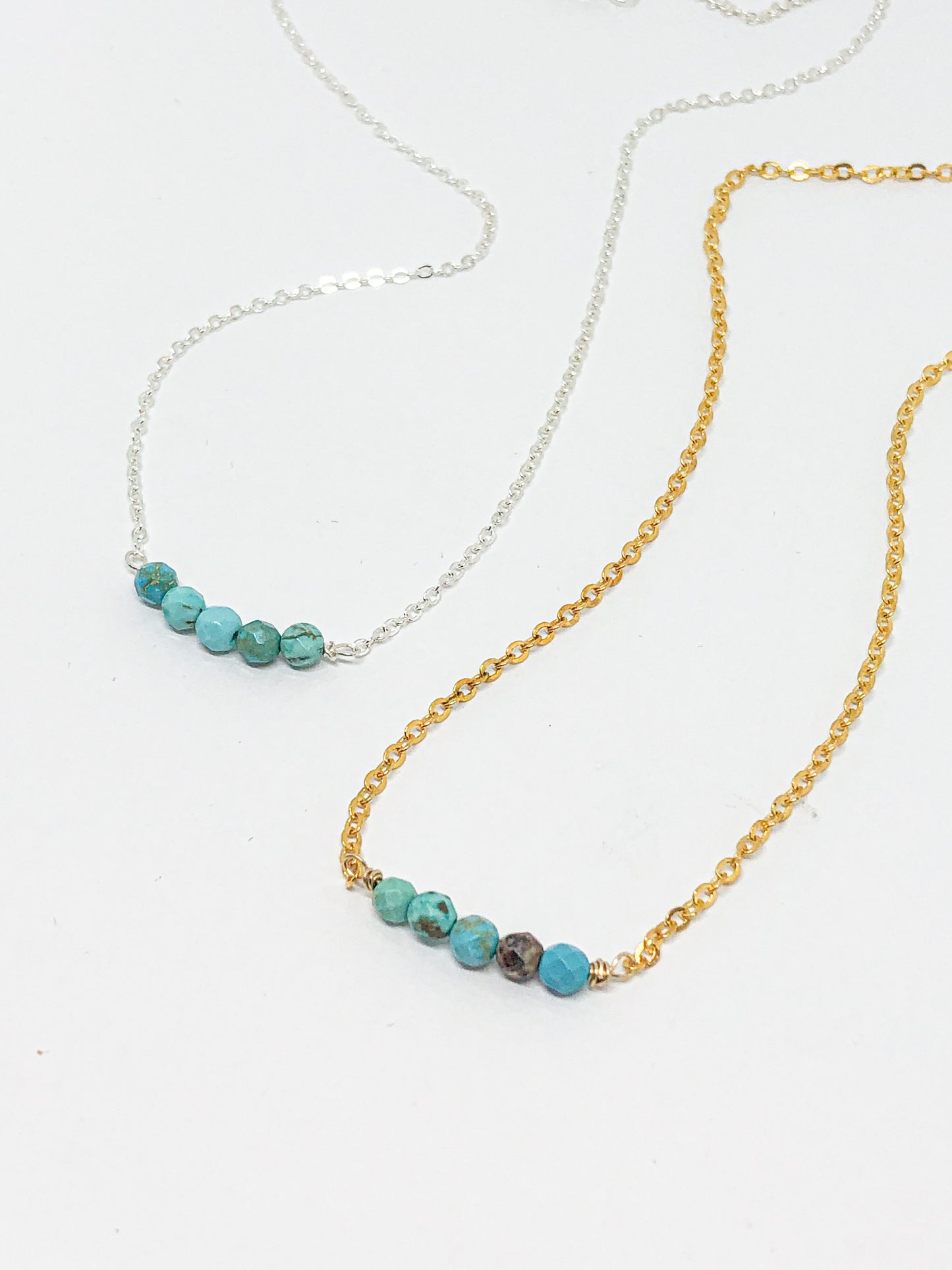 December birthstone necklace in gold or silver - Turquoise, Tanzanite