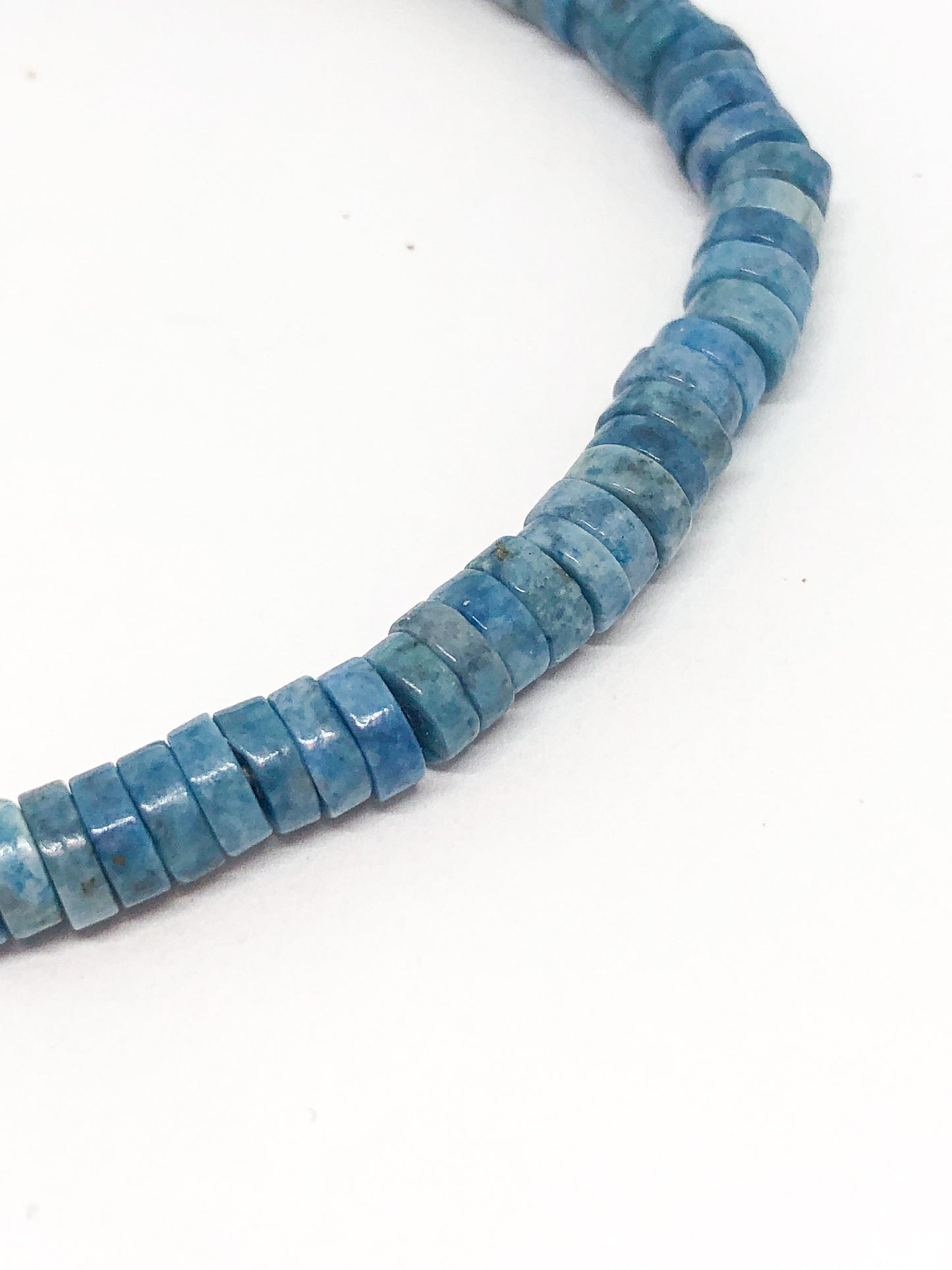 Blue apatite beaded bracelet with silver accent